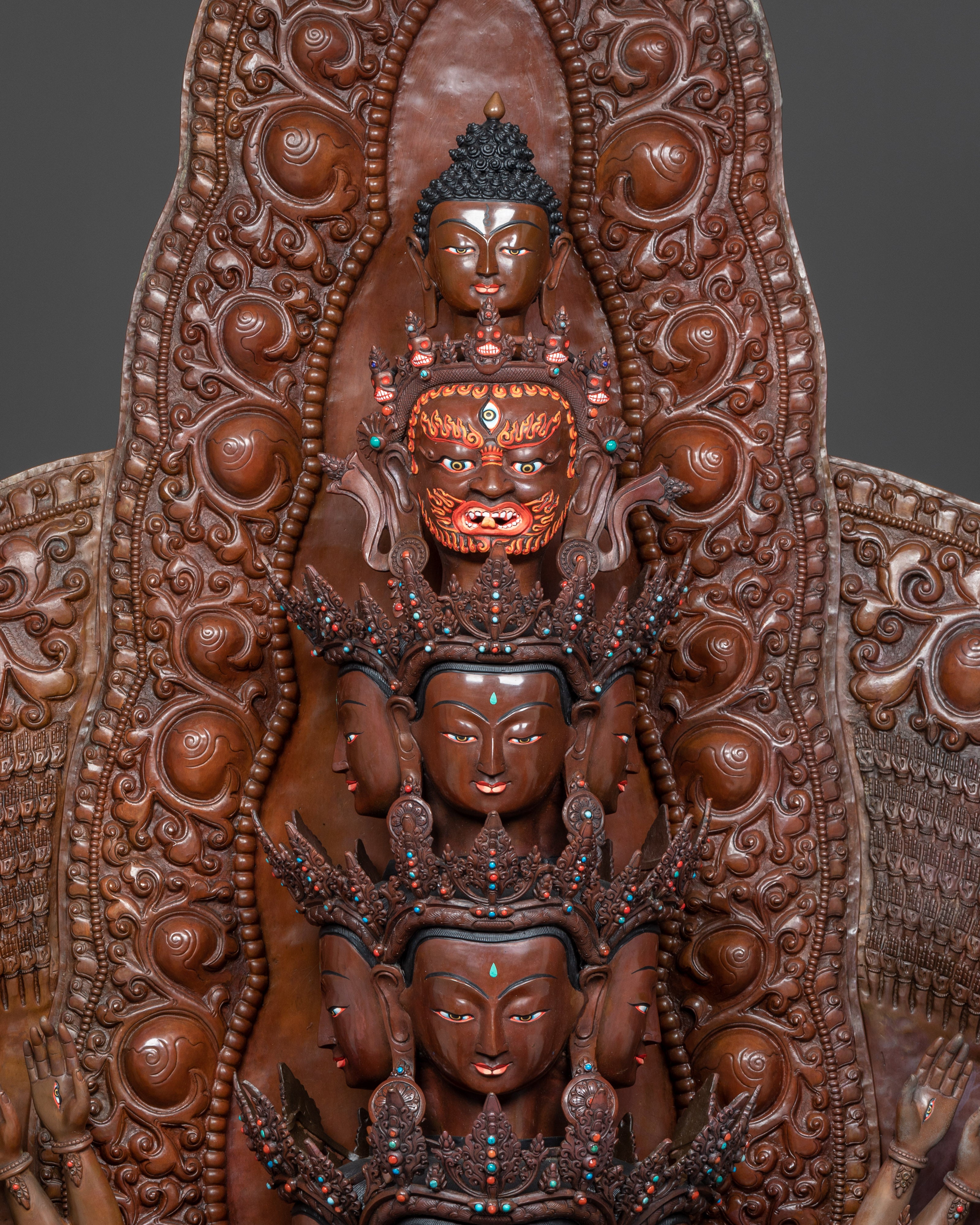 Life-Size Thousand-Armed Chenrezig Statue – Exquisite Himalayan Handmade Art