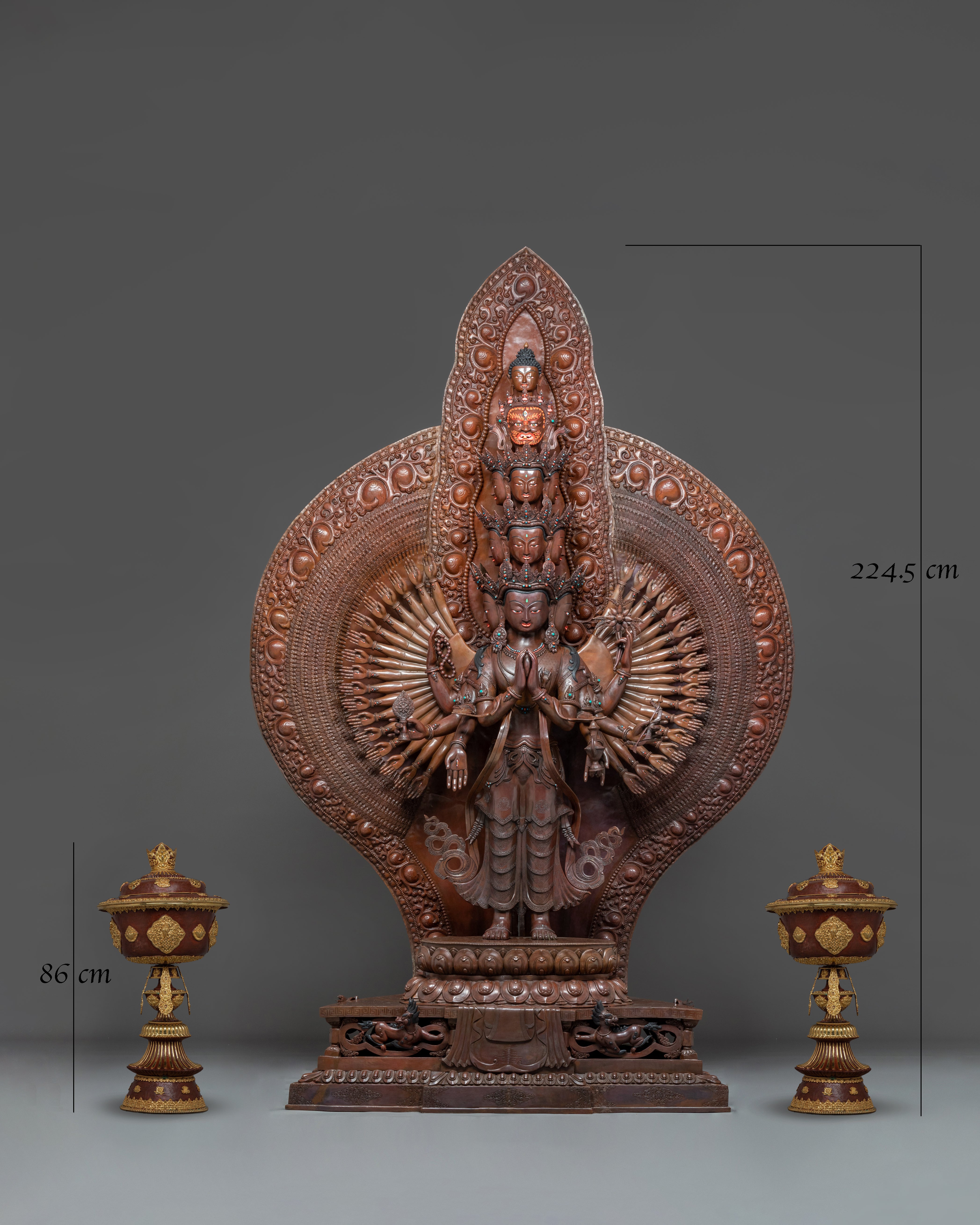 Life-Size Thousand-Armed Chenrezig Statue – Exquisite Himalayan Handmade Art