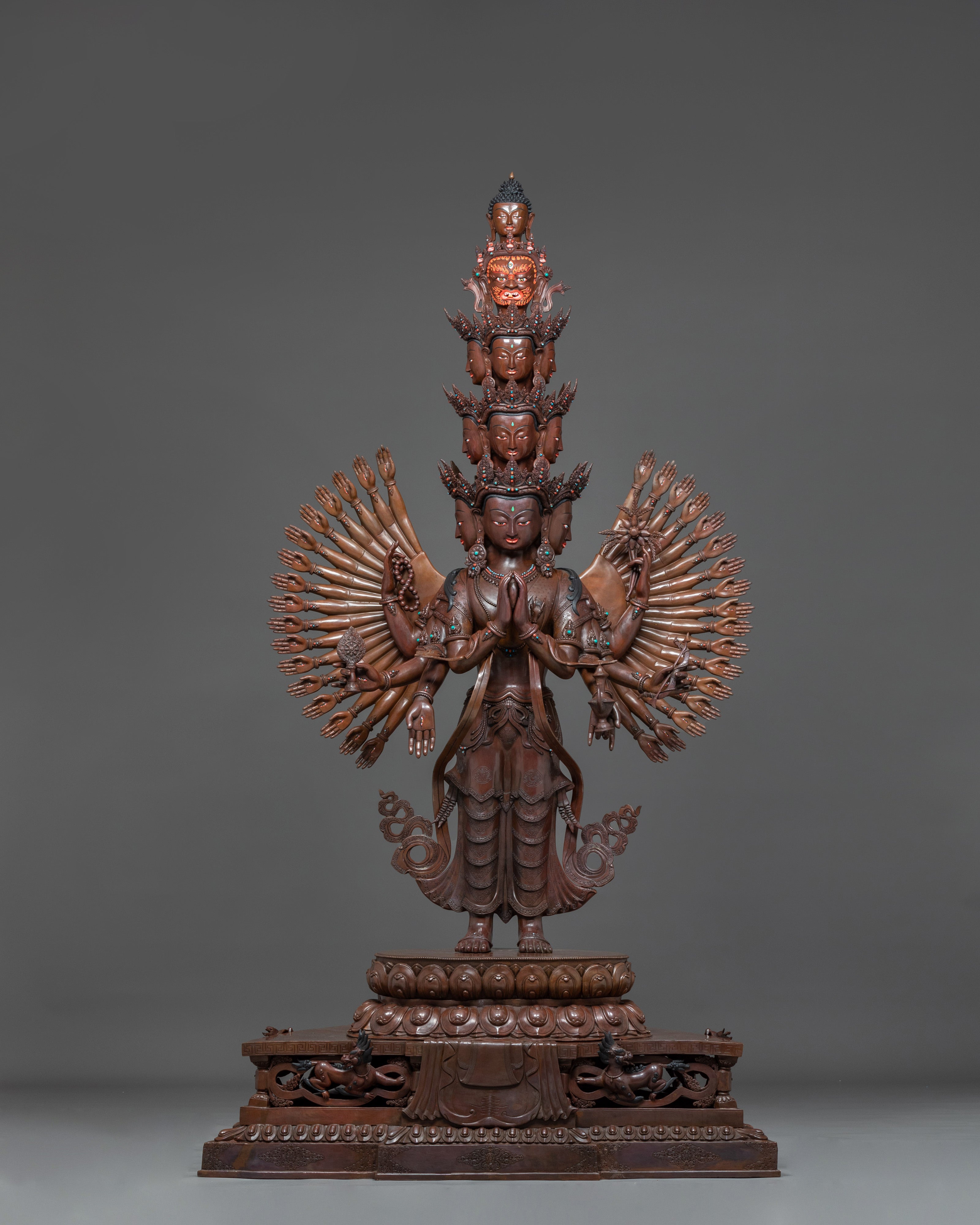 Life-Size Thousand-Armed Chenrezig Statue – Exquisite Himalayan Handmade Art