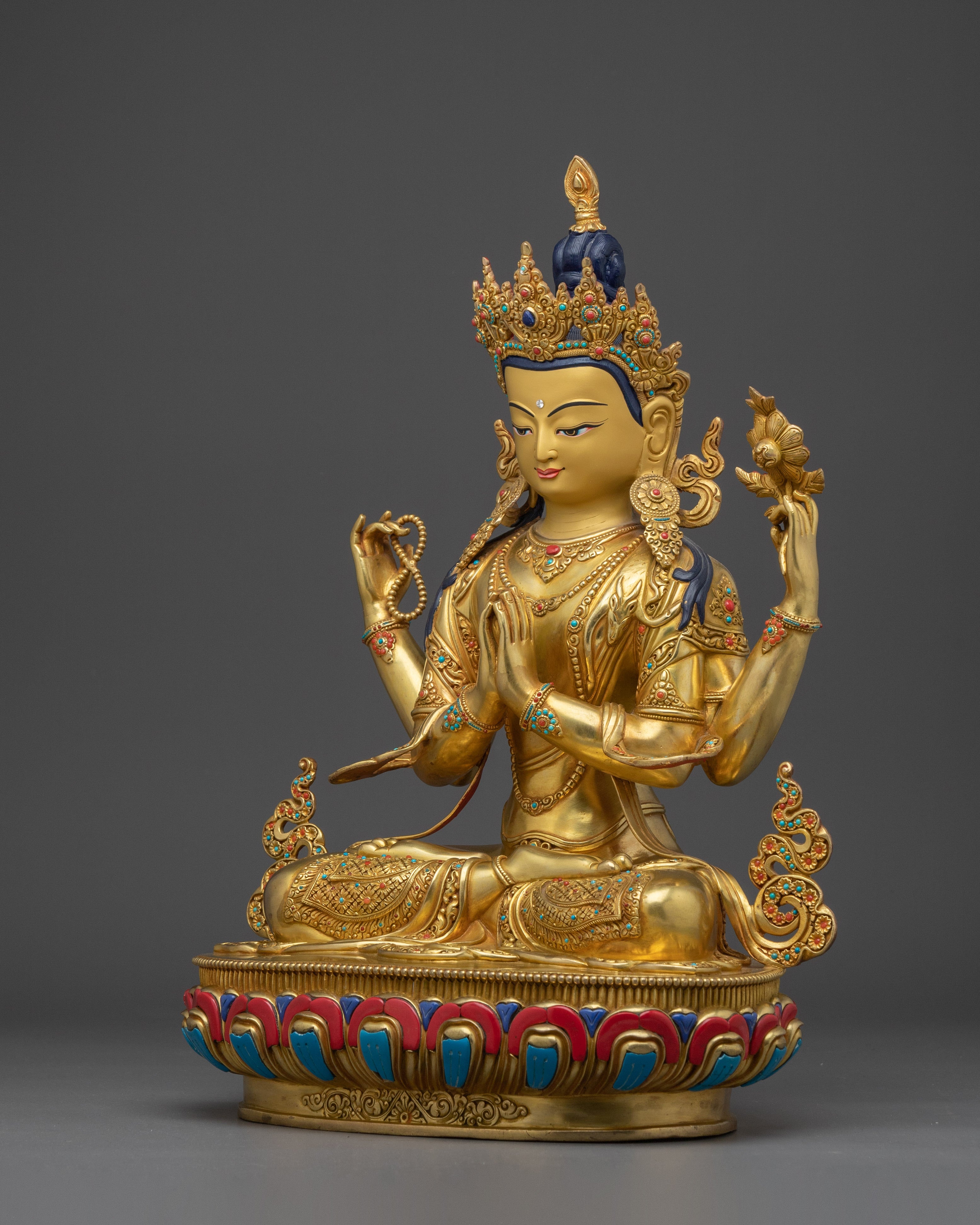 Tibetan Chenrezig Deity | Vajrayana Sculpture for Inner Peace