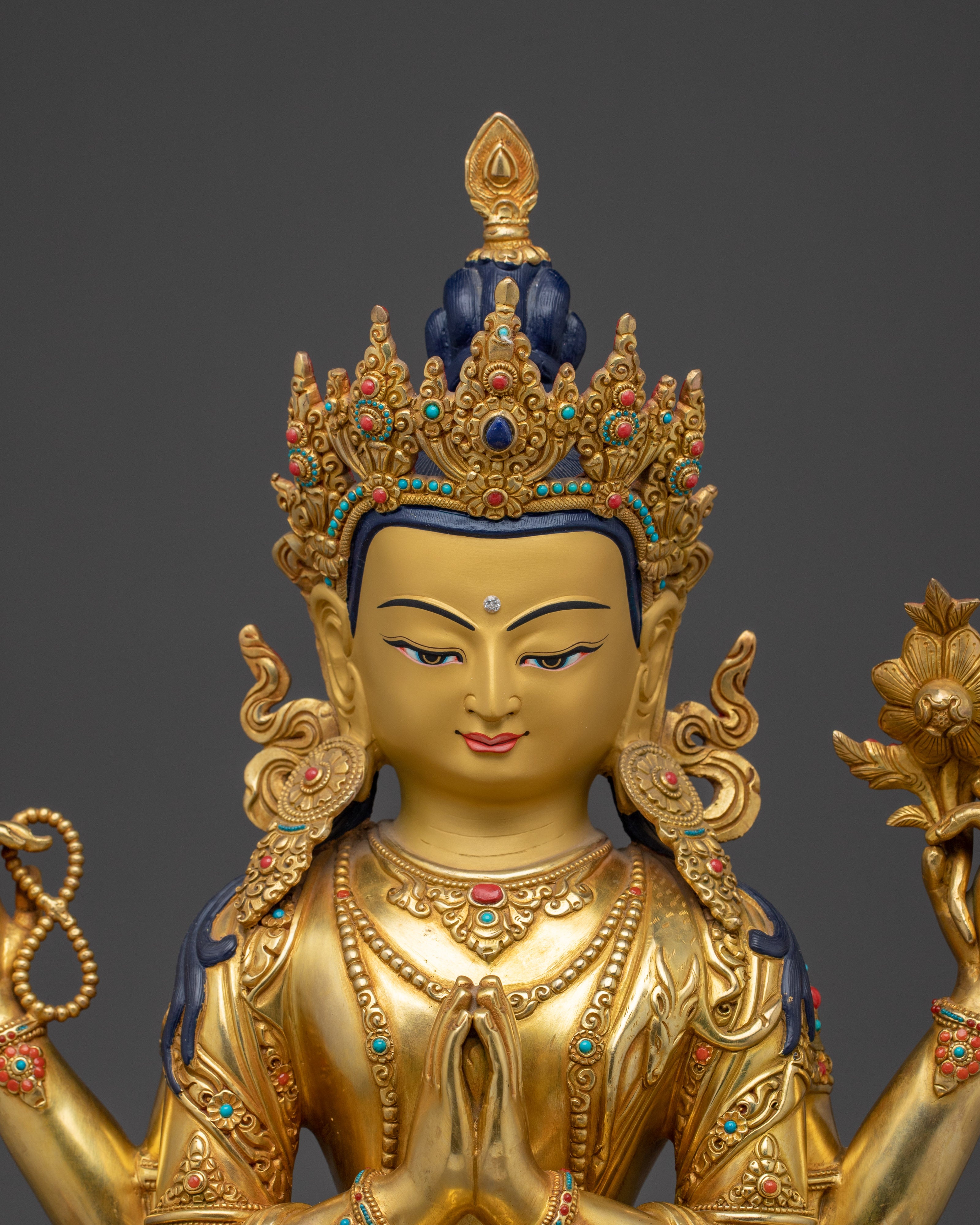 Tibetan Chenrezig Deity | Vajrayana Sculpture for Inner Peace