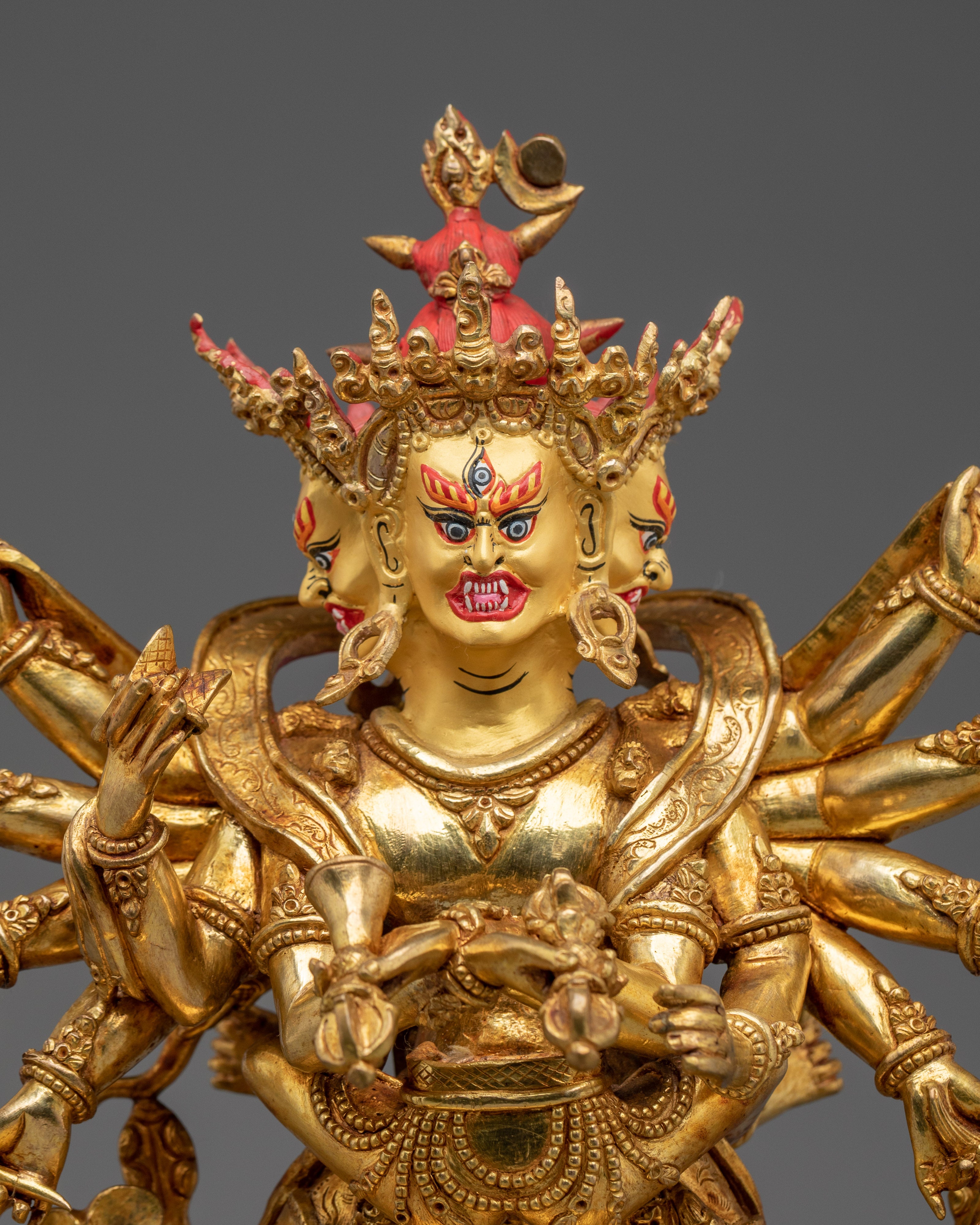 24K Gold Gilded Chakrasamvara Statue | Sculpture for Altar