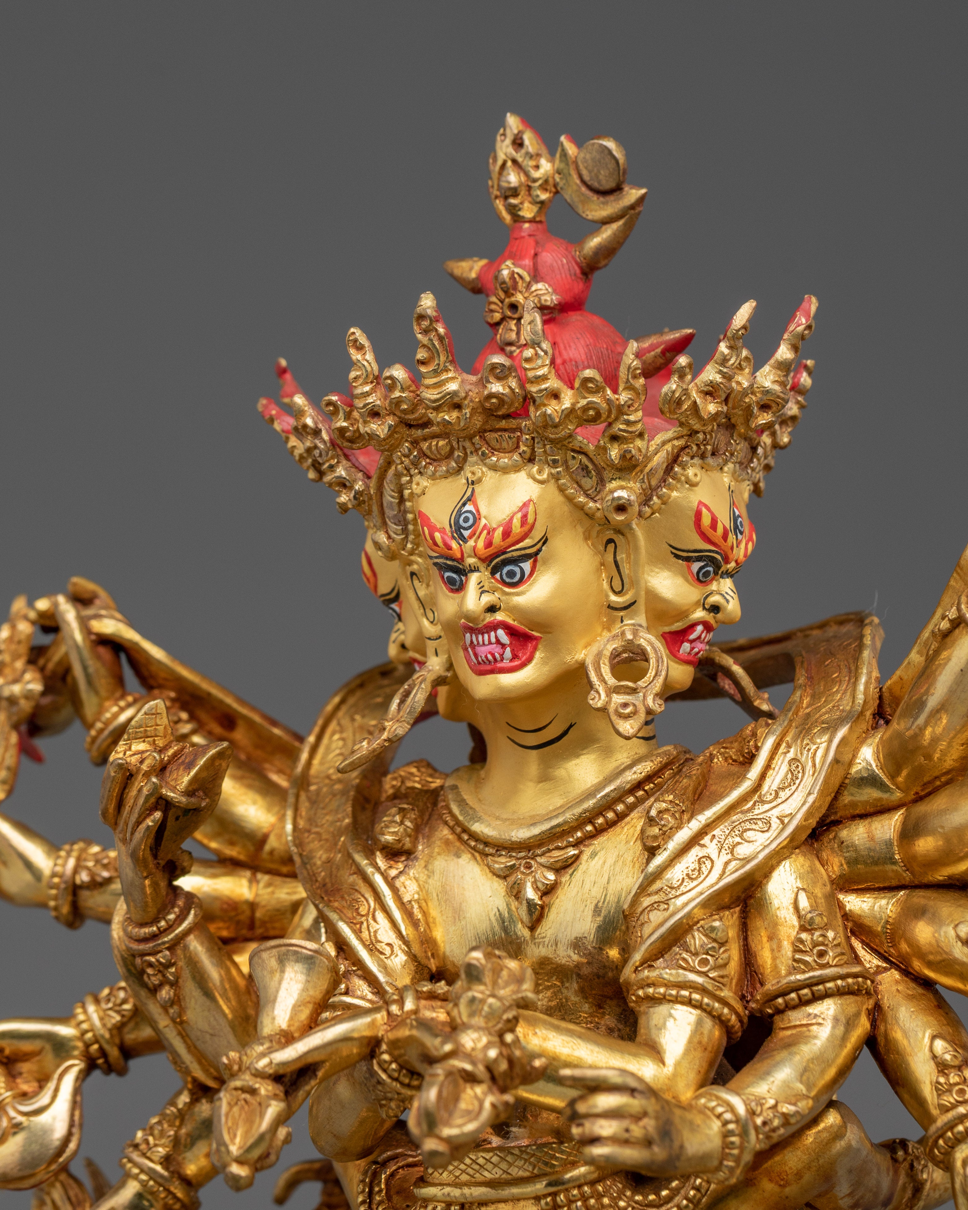 24K Gold Gilded Chakrasamvara Statue | Sculpture for Altar