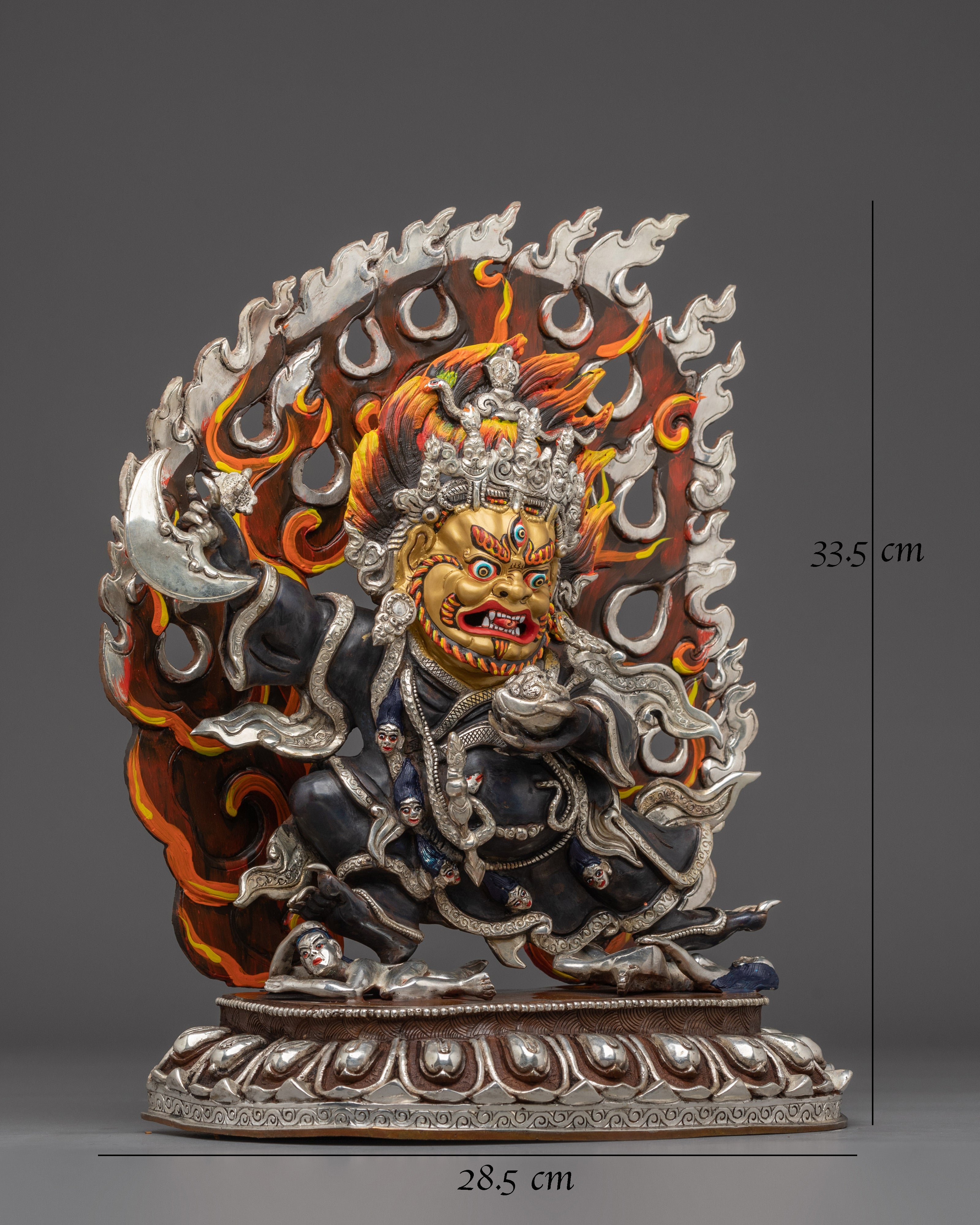 Silver-plated Mahakala Bernagchen statue