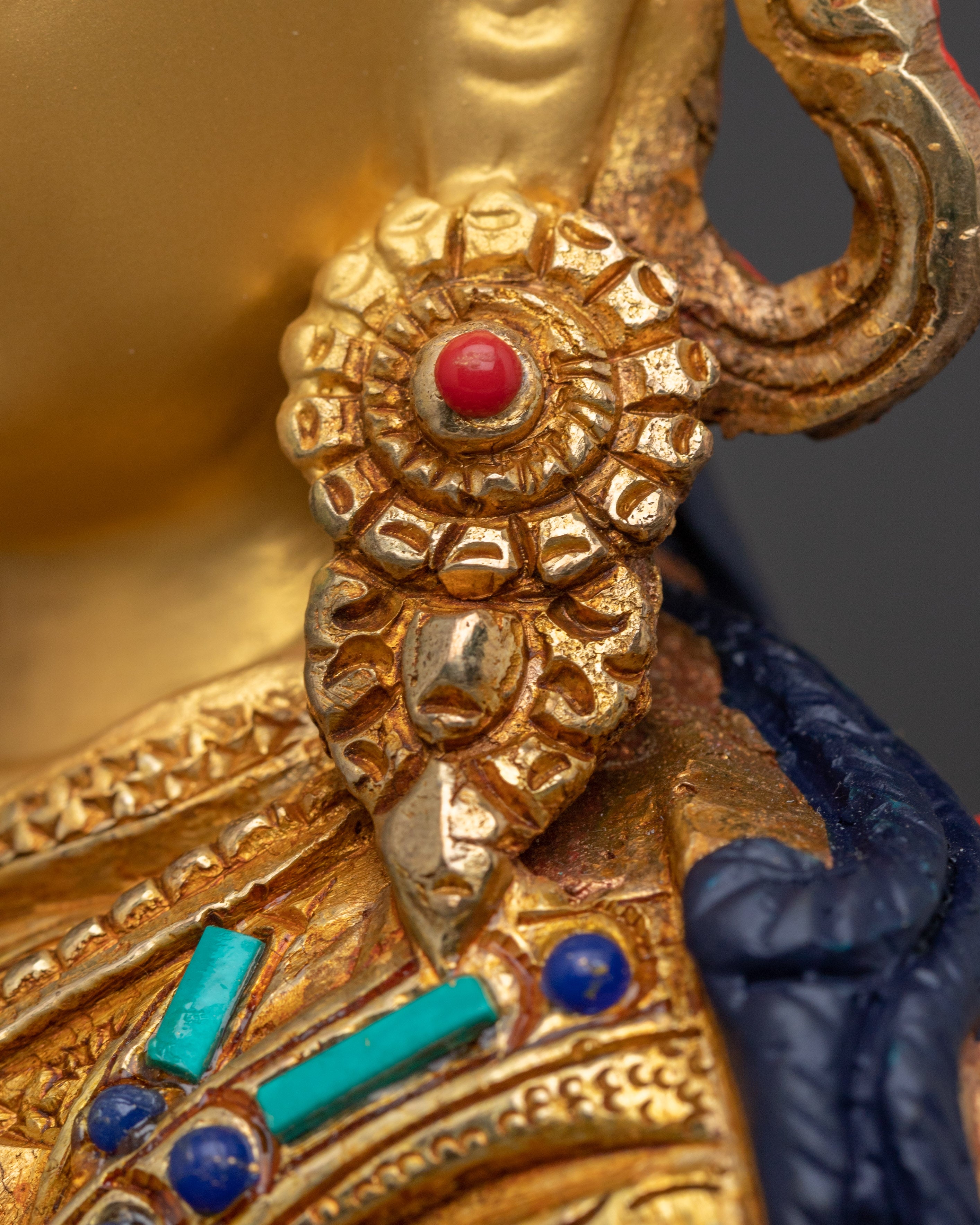 Gemstone-Inlaid Guru Rinpoche Statue | 24K Gold Gilded Padmasambhava