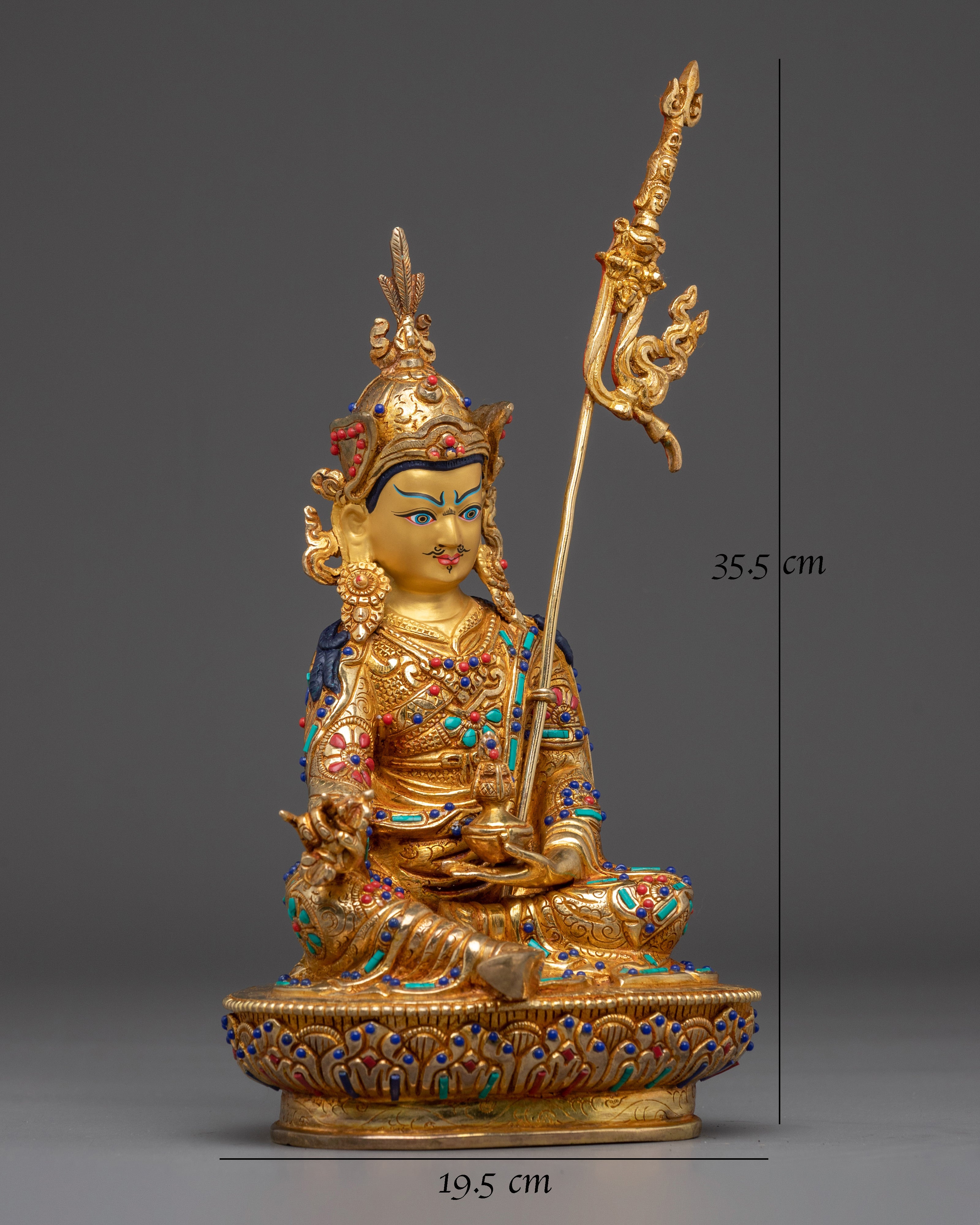 Gemstone-Inlaid Guru Rinpoche Statue