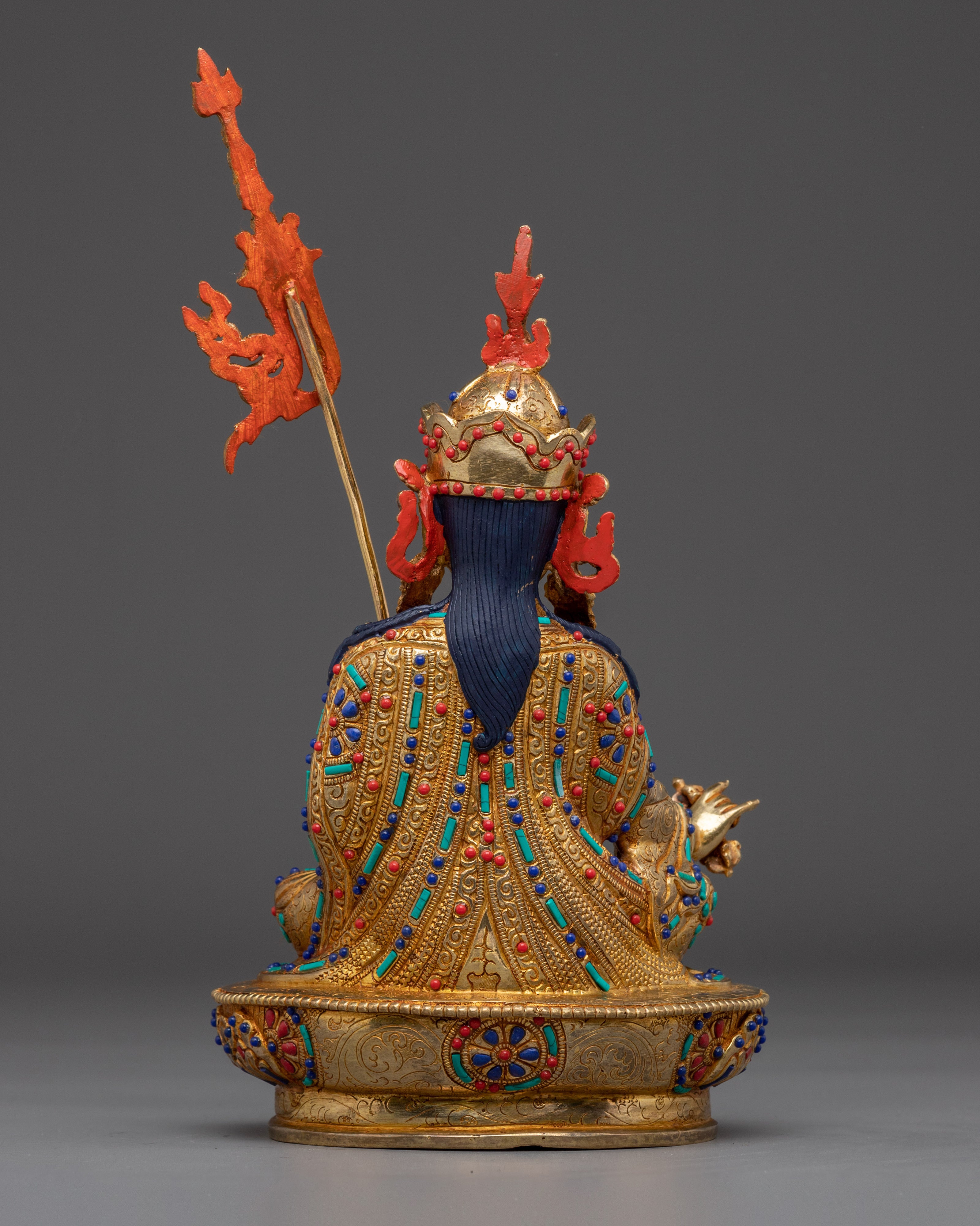 Gemstone-Inlaid Guru Rinpoche Statue | 24K Gold Gilded Padmasambhava