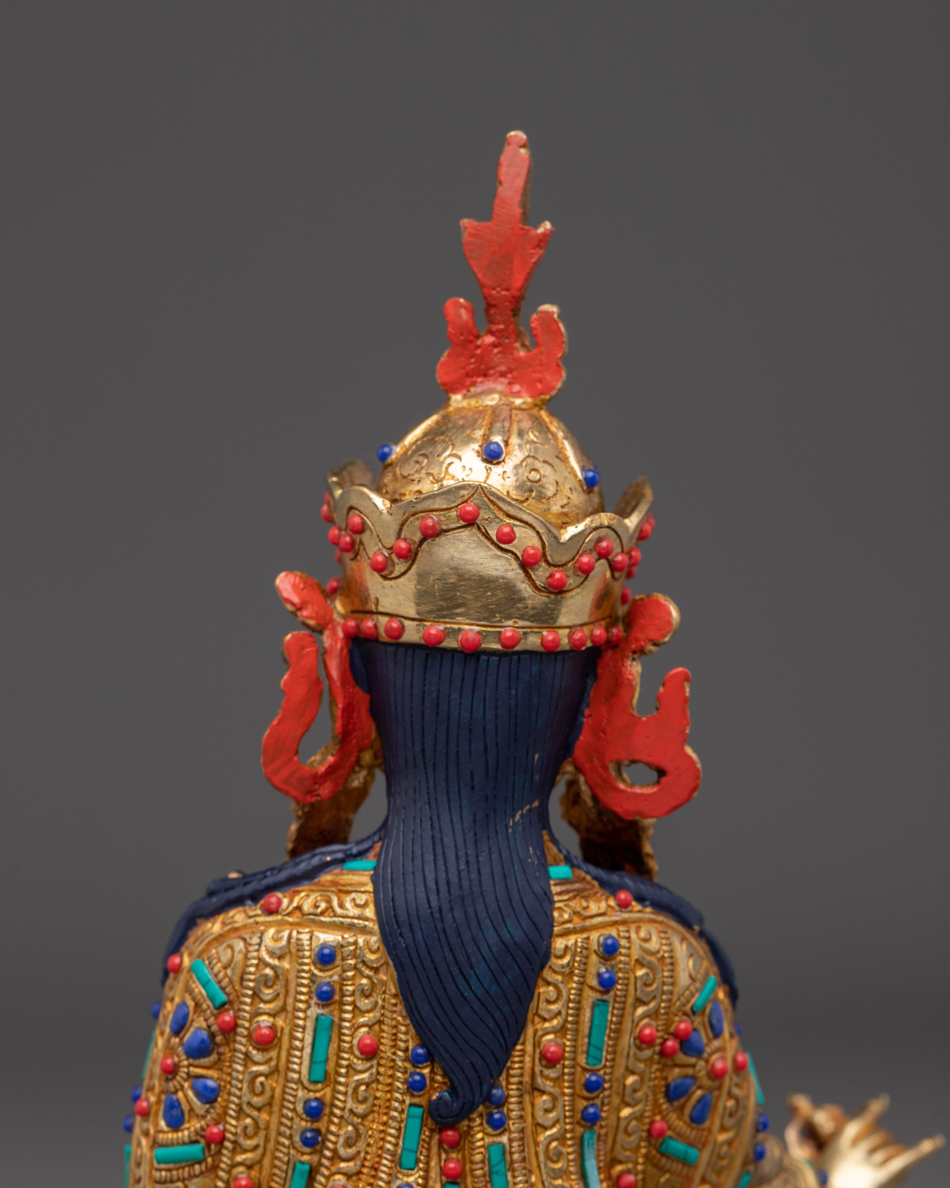 Gemstone-Inlaid Guru Rinpoche Statue | 24K Gold Gilded Padmasambhava