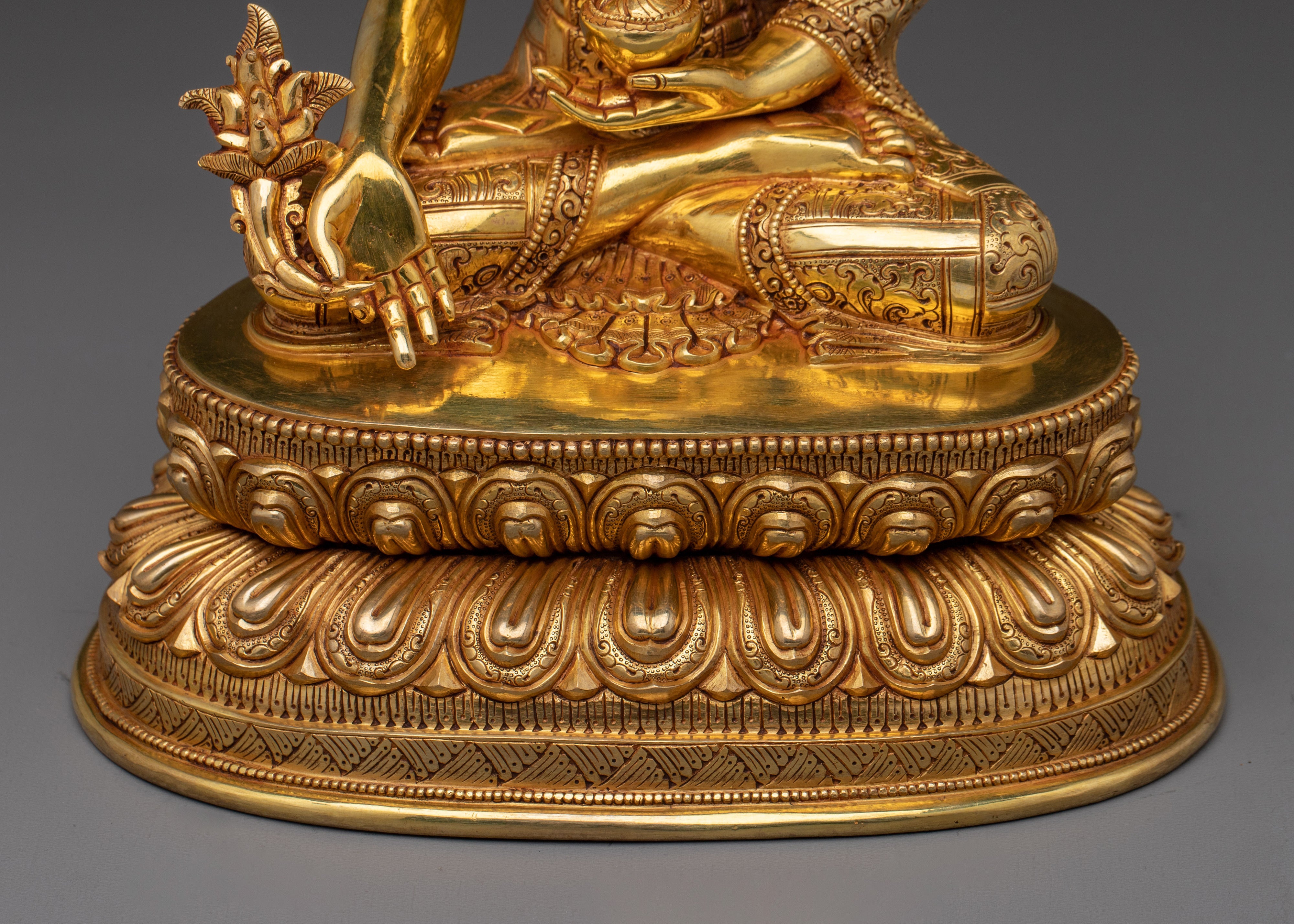 24K Gold Gilded Copper Medicine Buddha | Bhaisajyaguru, the Healing Deity in Buddhism