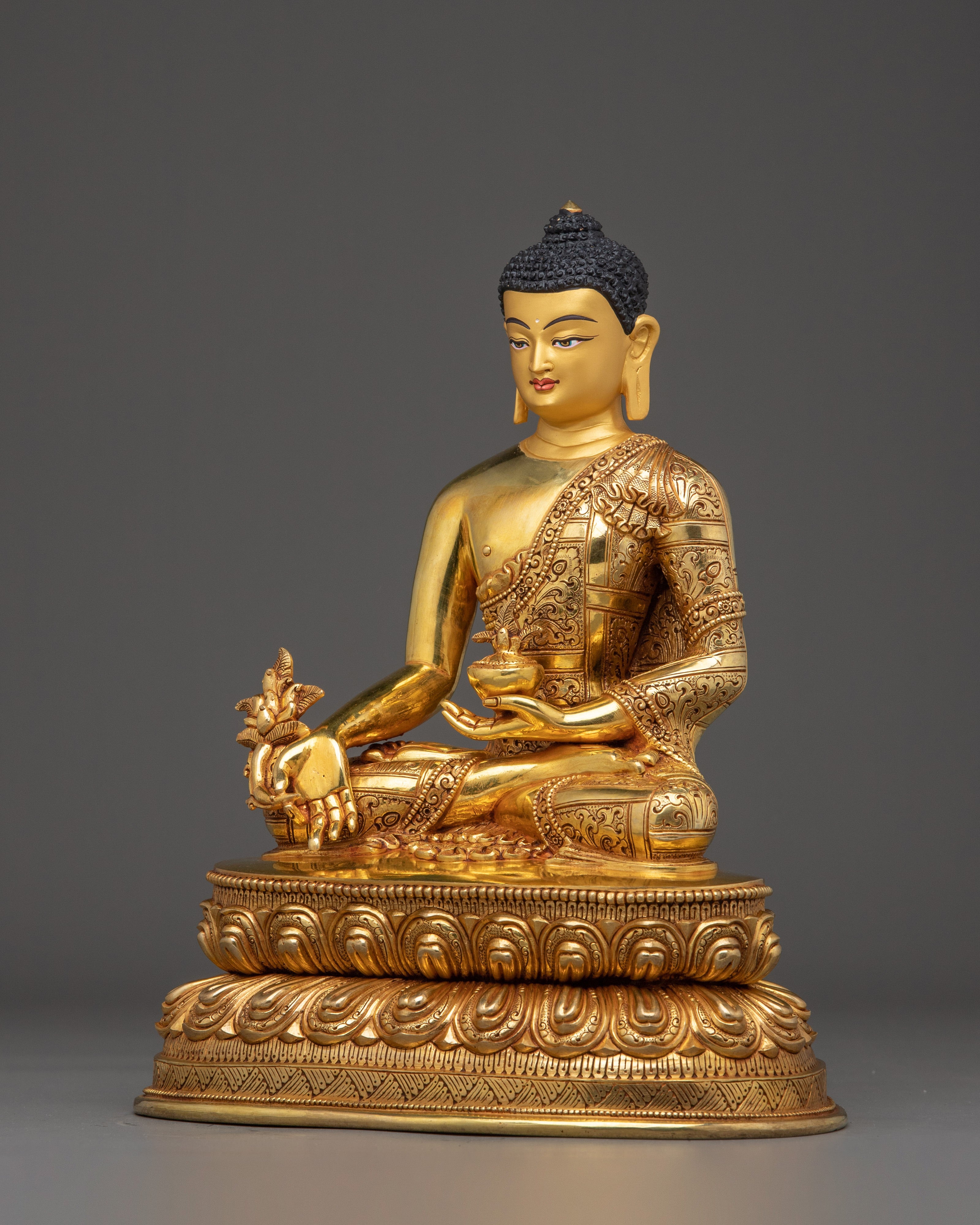 24K Gold Gilded Copper Medicine Buddha | Bhaisajyaguru, the Healing Deity in Buddhism