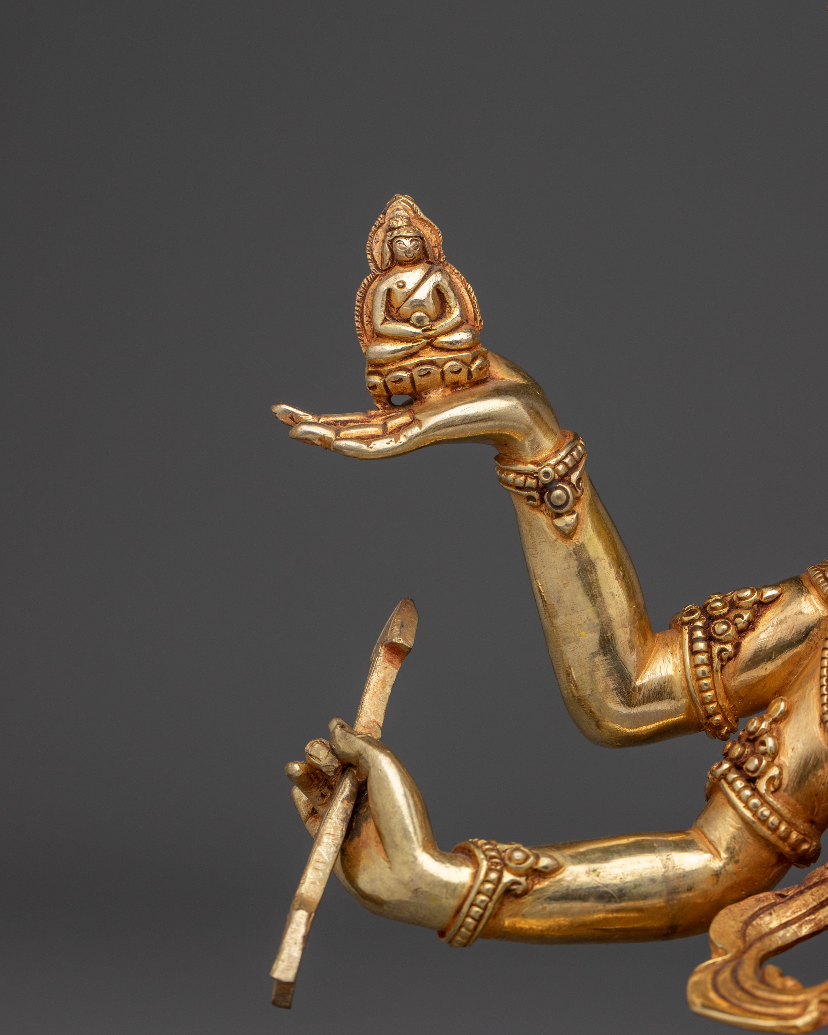 24K Gold Gilded Namgyalma Statue | Buddhist Deity Sculpture for Altar