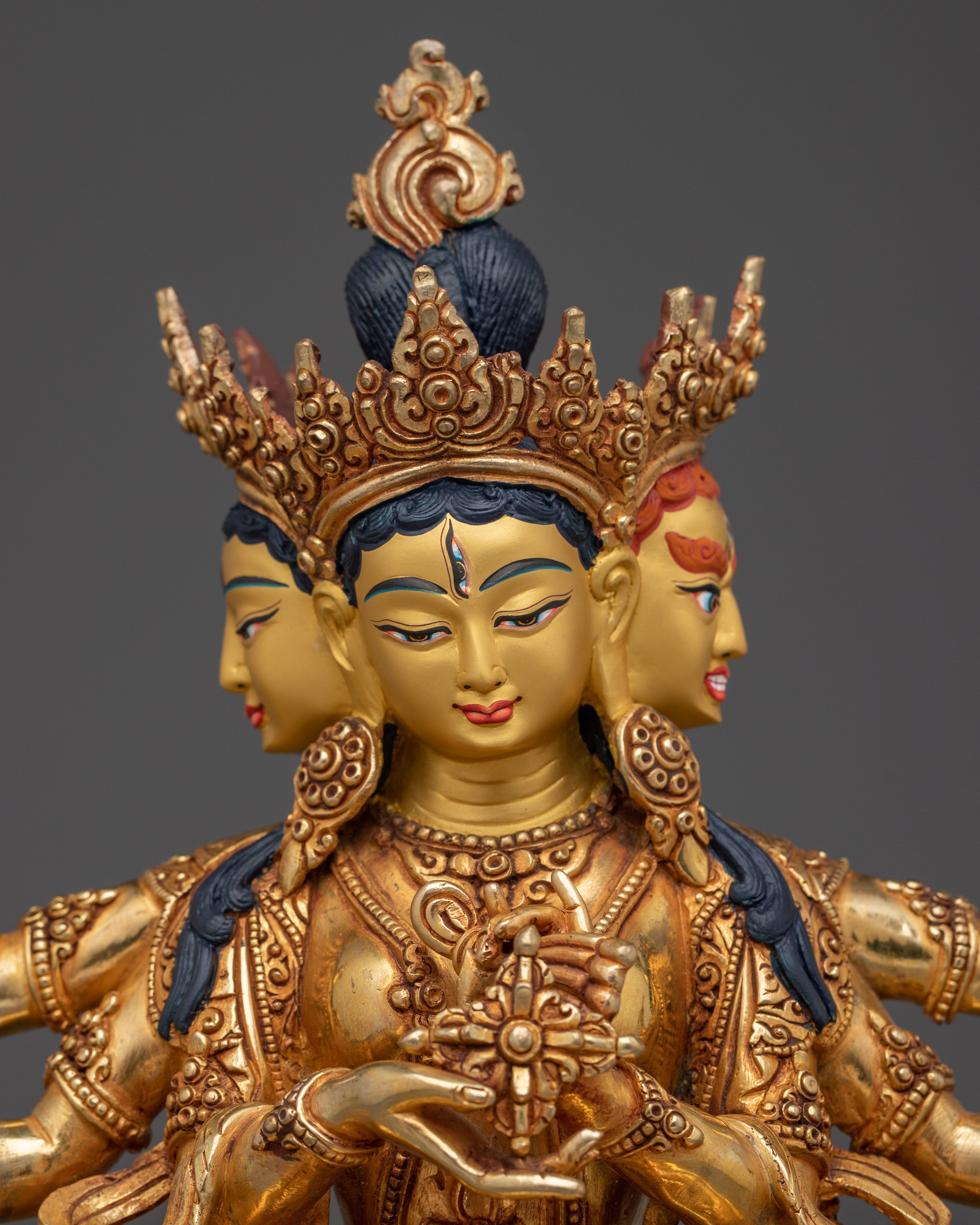 24K Gold Gilded Namgyalma Statue | Buddhist Deity Sculpture for Altar