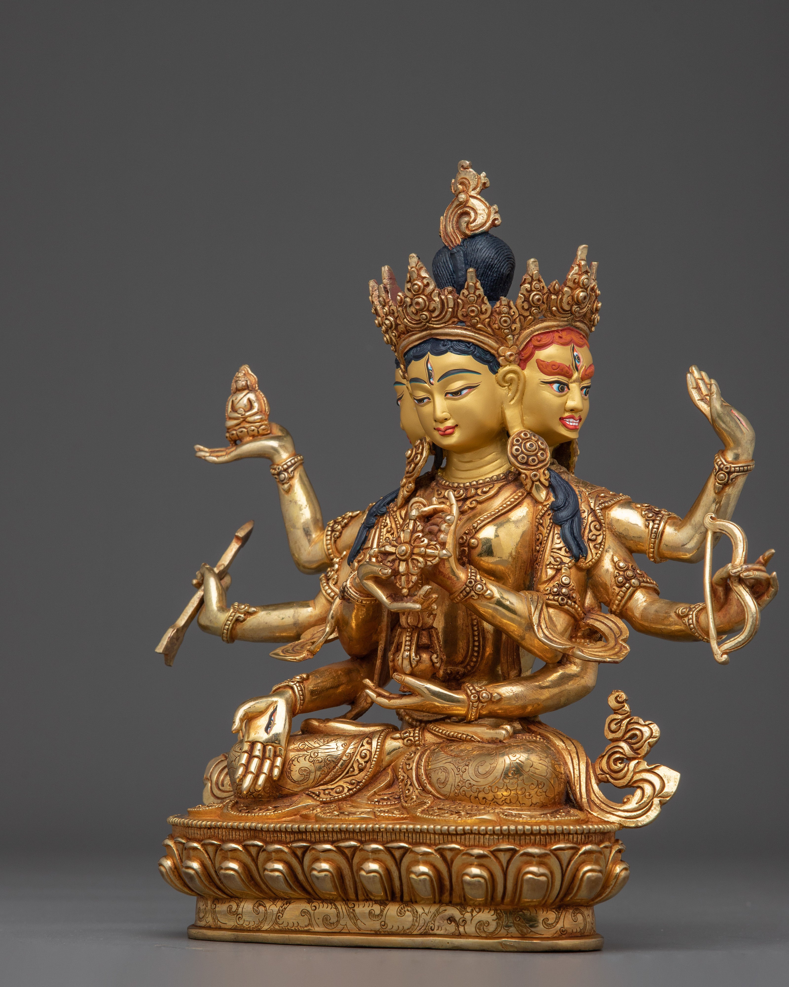 24K Gold Gilded Namgyalma Statue | Buddhist Deity Sculpture for Altar