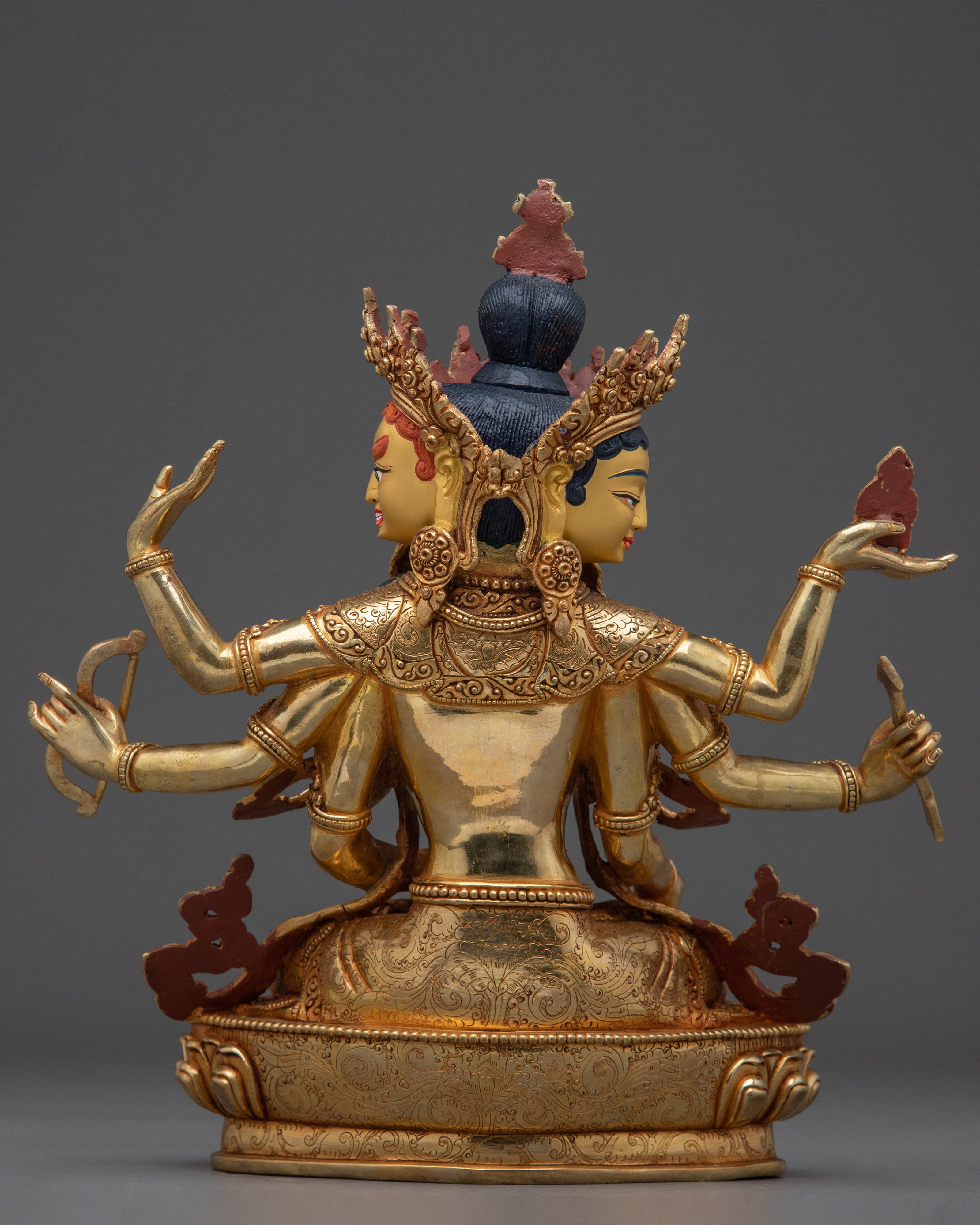 24K Gold Gilded Namgyalma Statue | Buddhist Deity Sculpture for Altar
