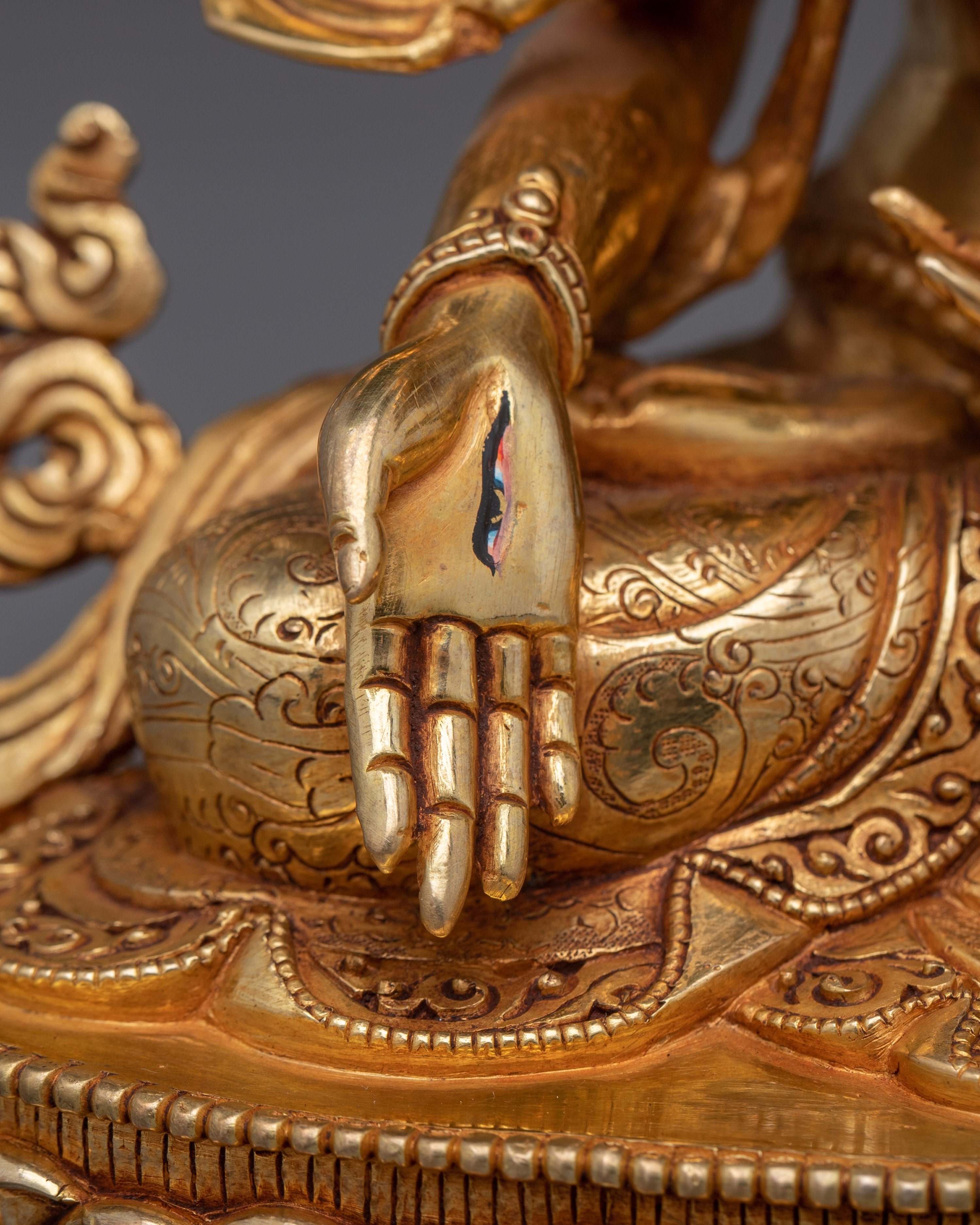 24K Gold Gilded Namgyalma Statue | Buddhist Deity Sculpture for Altar