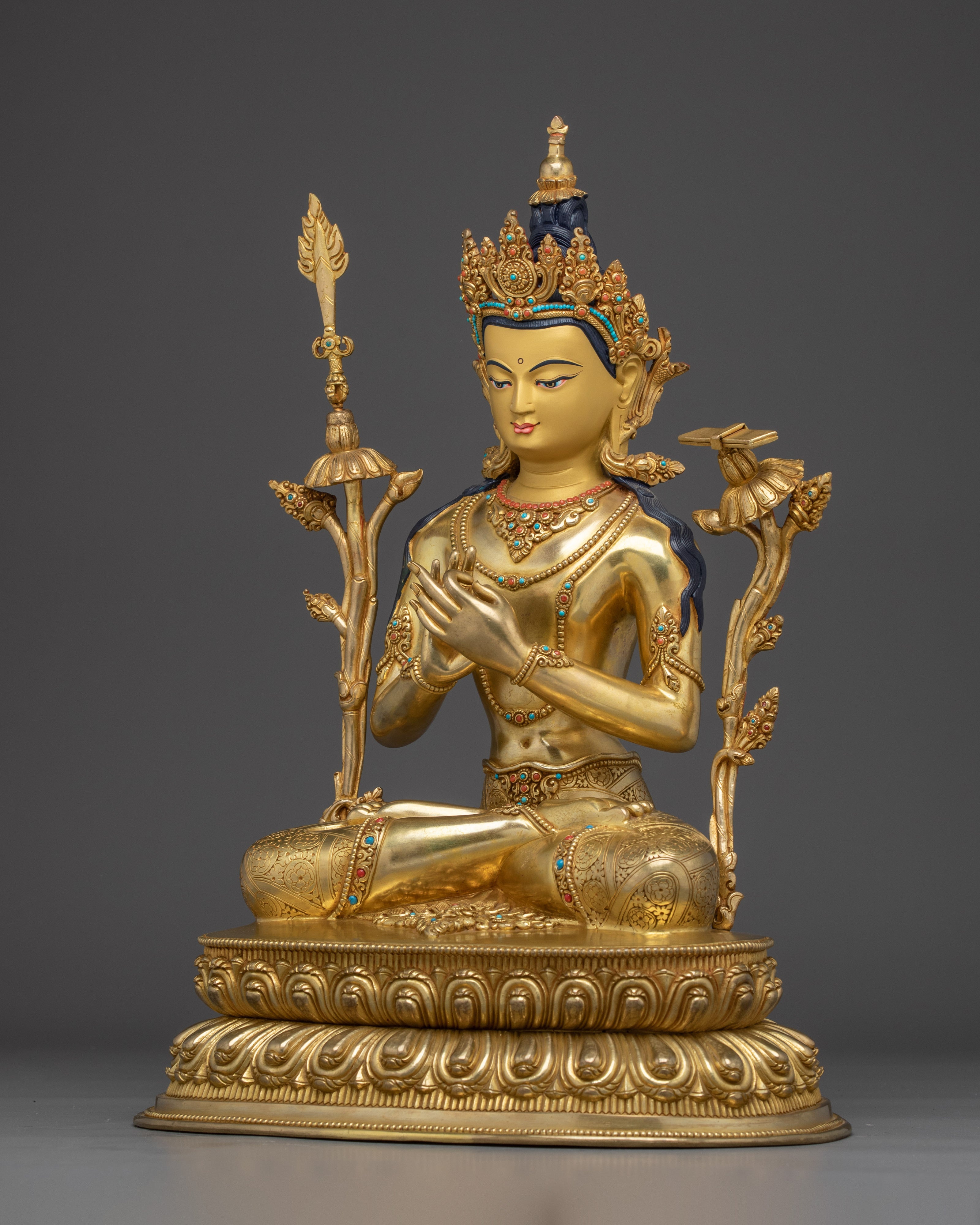 Sacred White Manjushri Sculpture | Handcrafted Nepali Artwork
