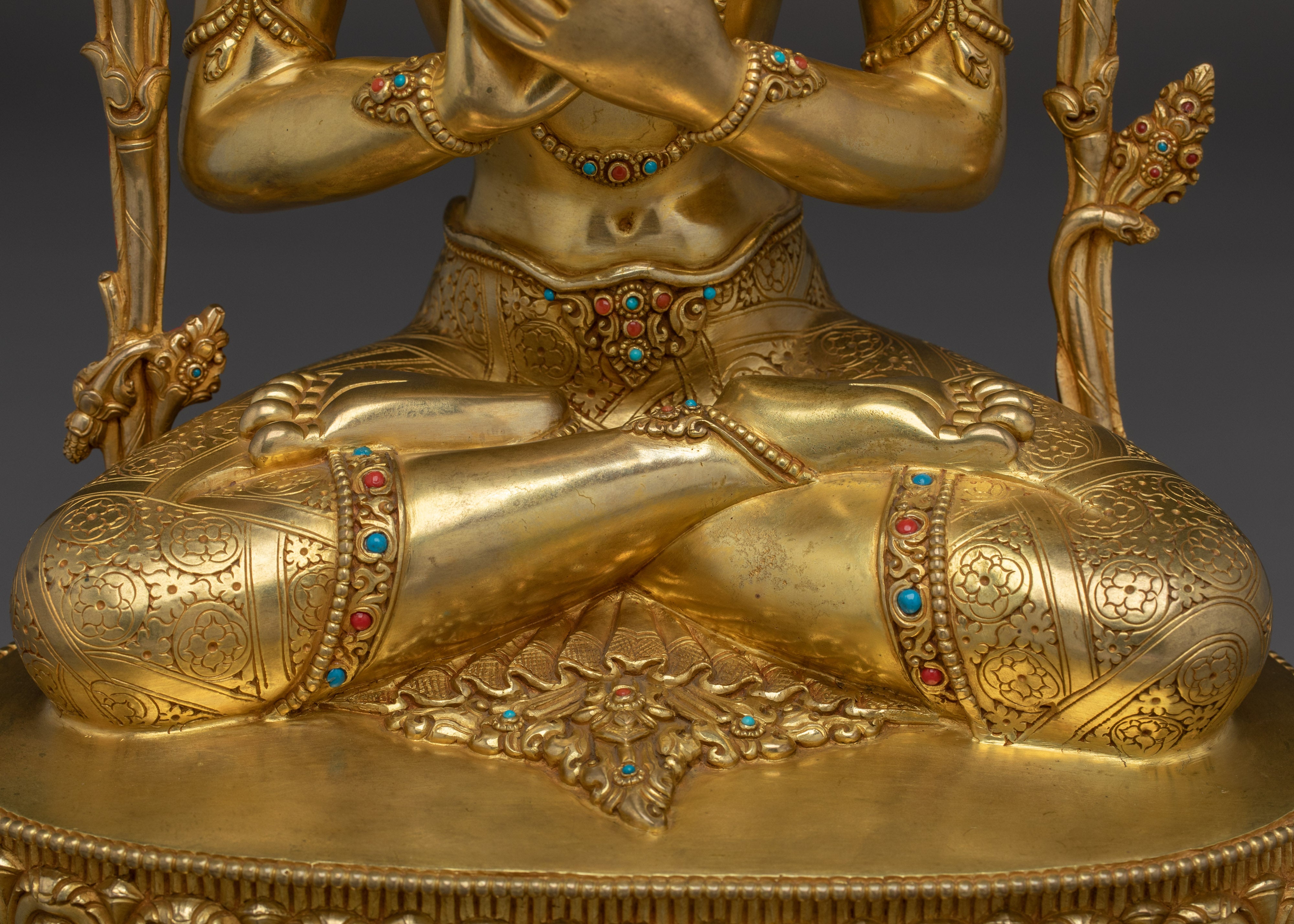 Sacred White Manjushri Sculpture | Handcrafted Nepali Artwork