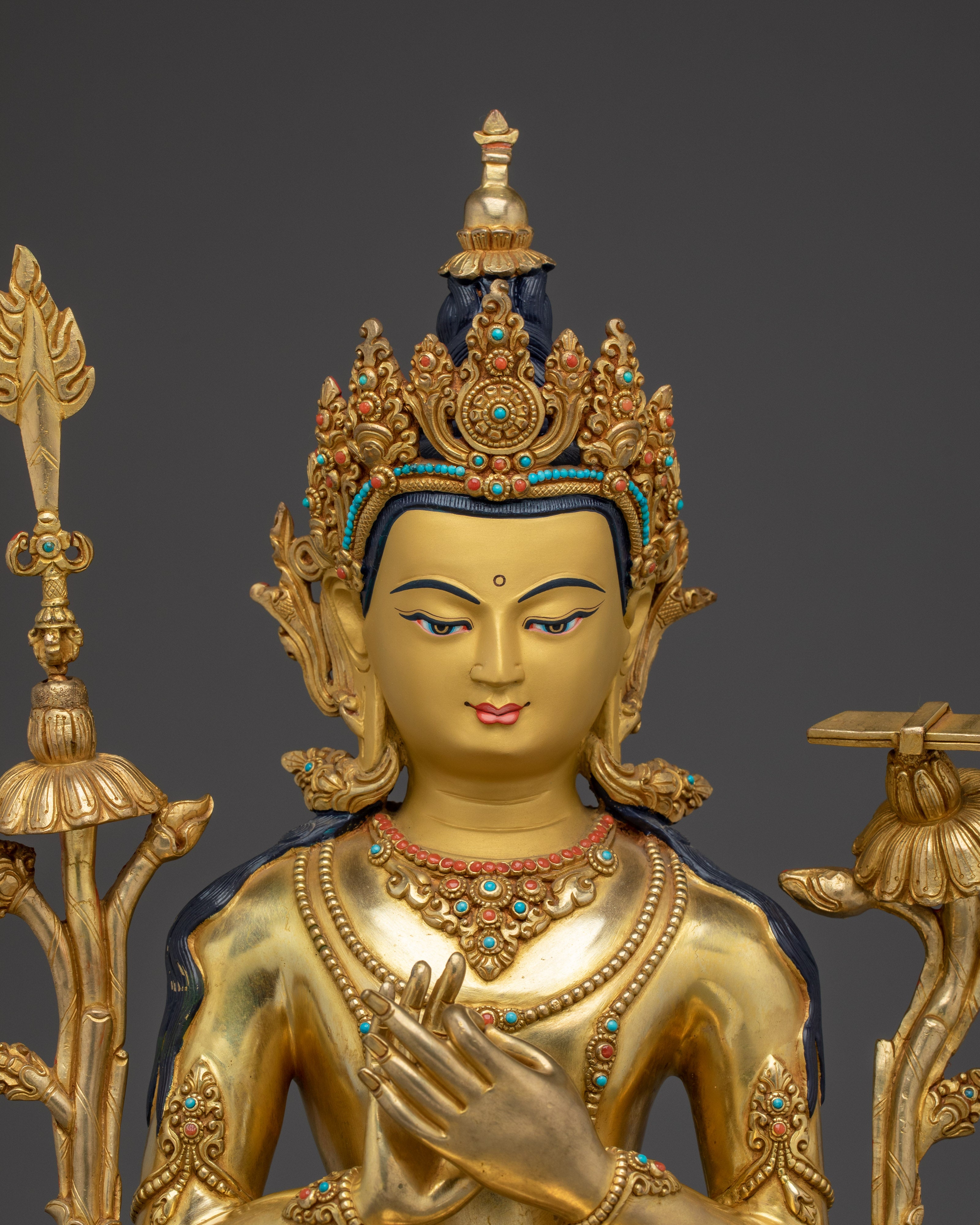 Sacred White Manjushri Sculpture | Handcrafted Nepali Artwork