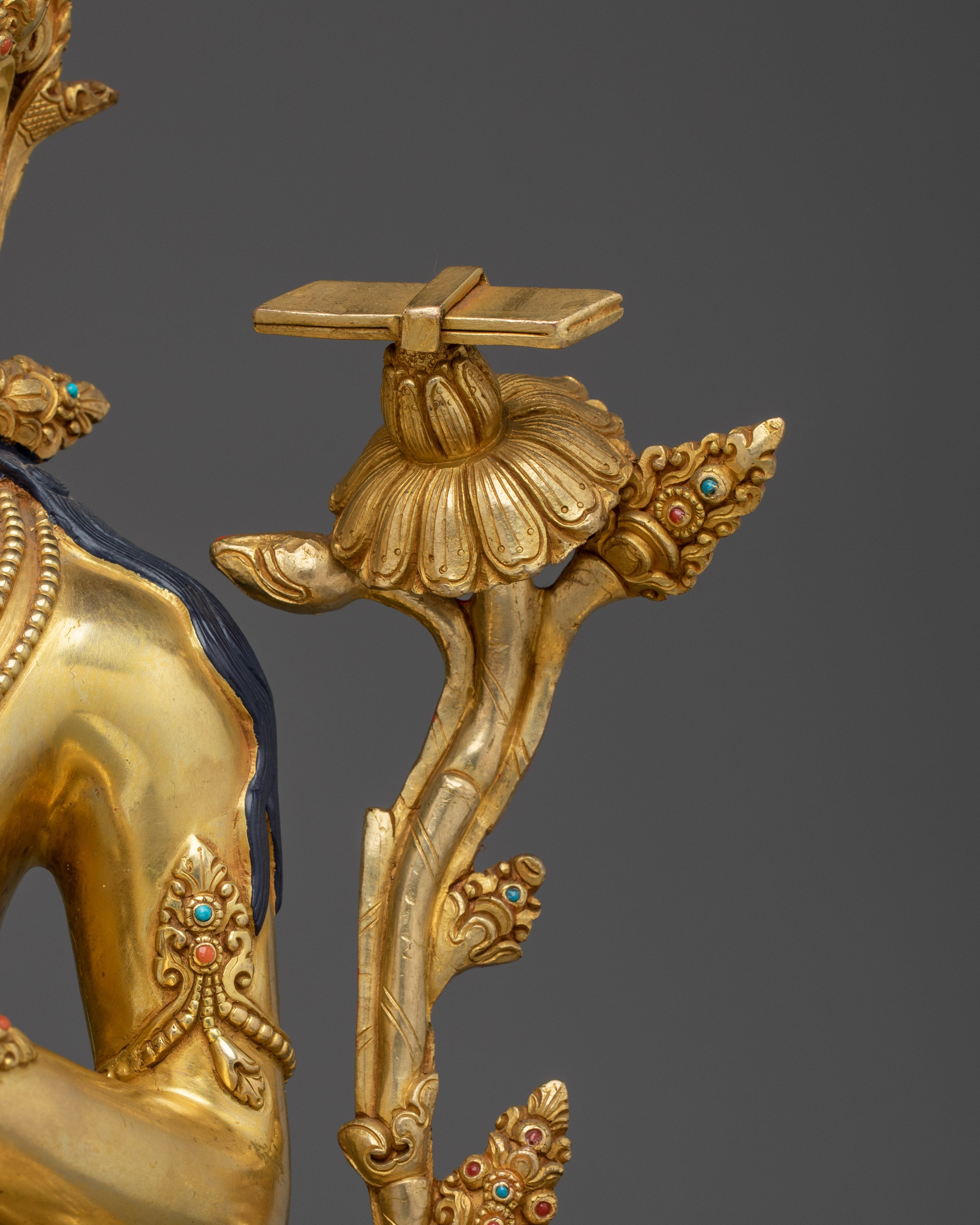 Sacred White Manjushri Sculpture | Handcrafted Nepali Artwork