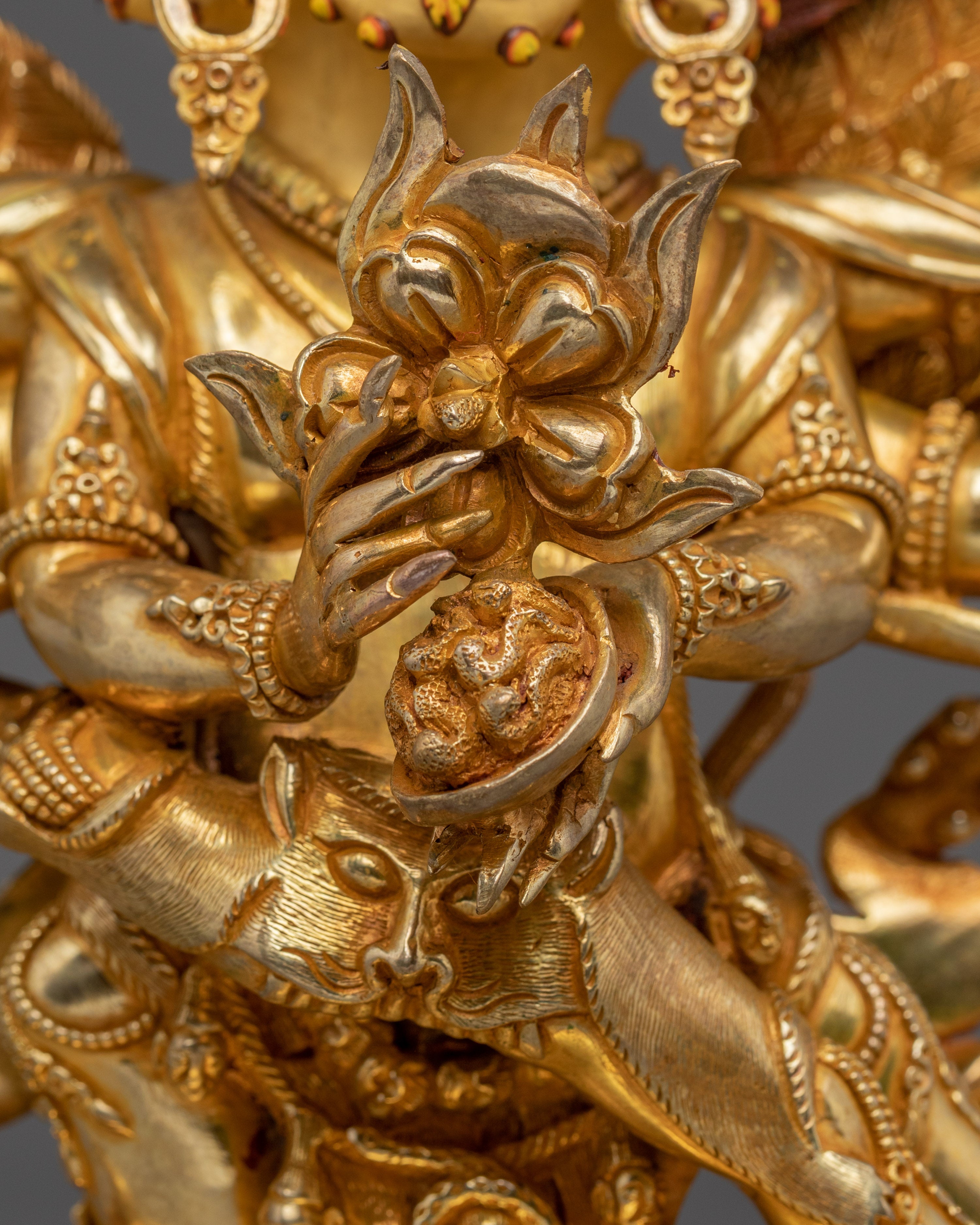 Gold Hayagriva Statue Wrathful Copper Deity | Buddhist Protector for Altar