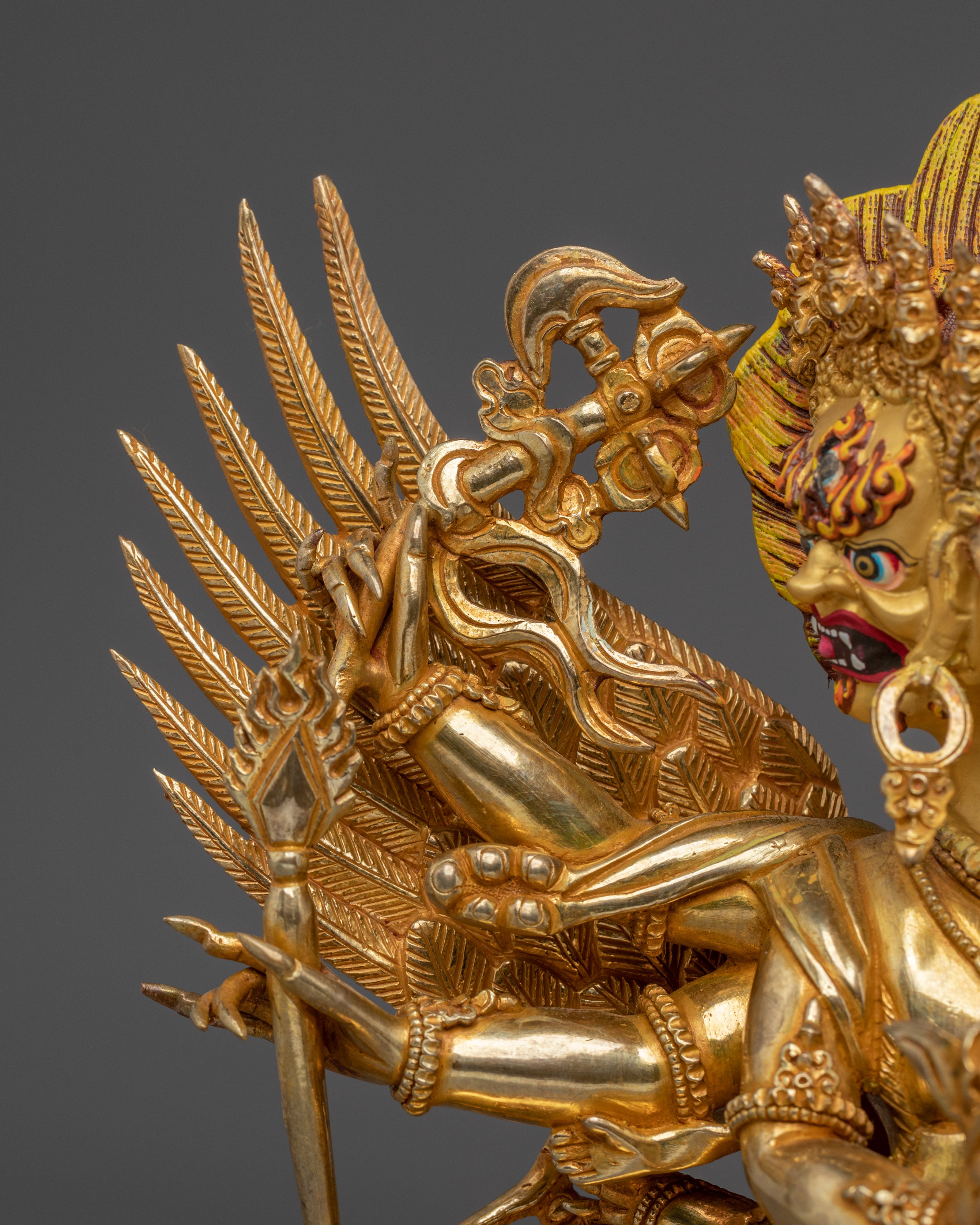 Gold Hayagriva Statue Wrathful Copper Deity | Buddhist Protector for Altar