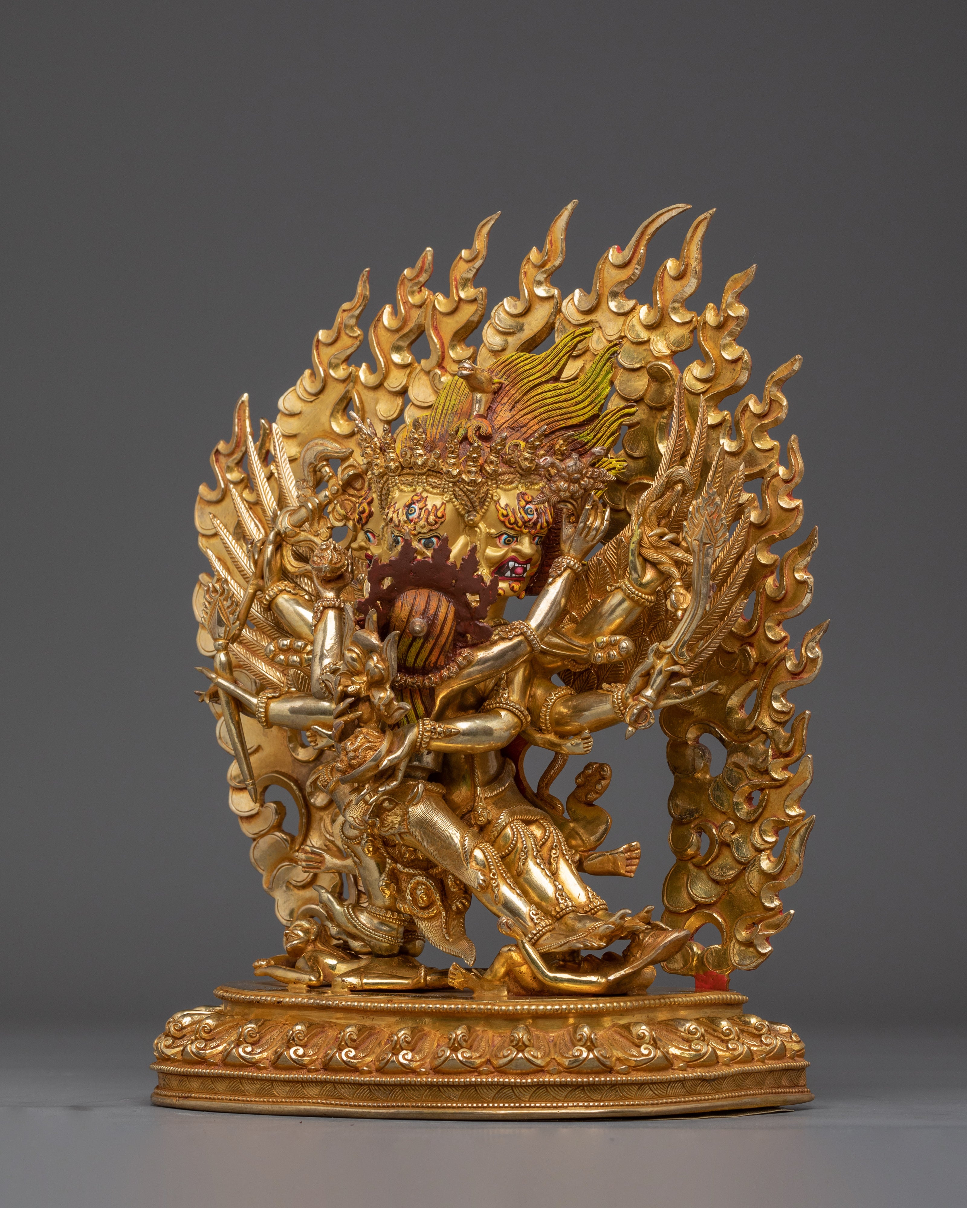 Gold Hayagriva Statue Wrathful Copper Deity | Buddhist Protector for Altar