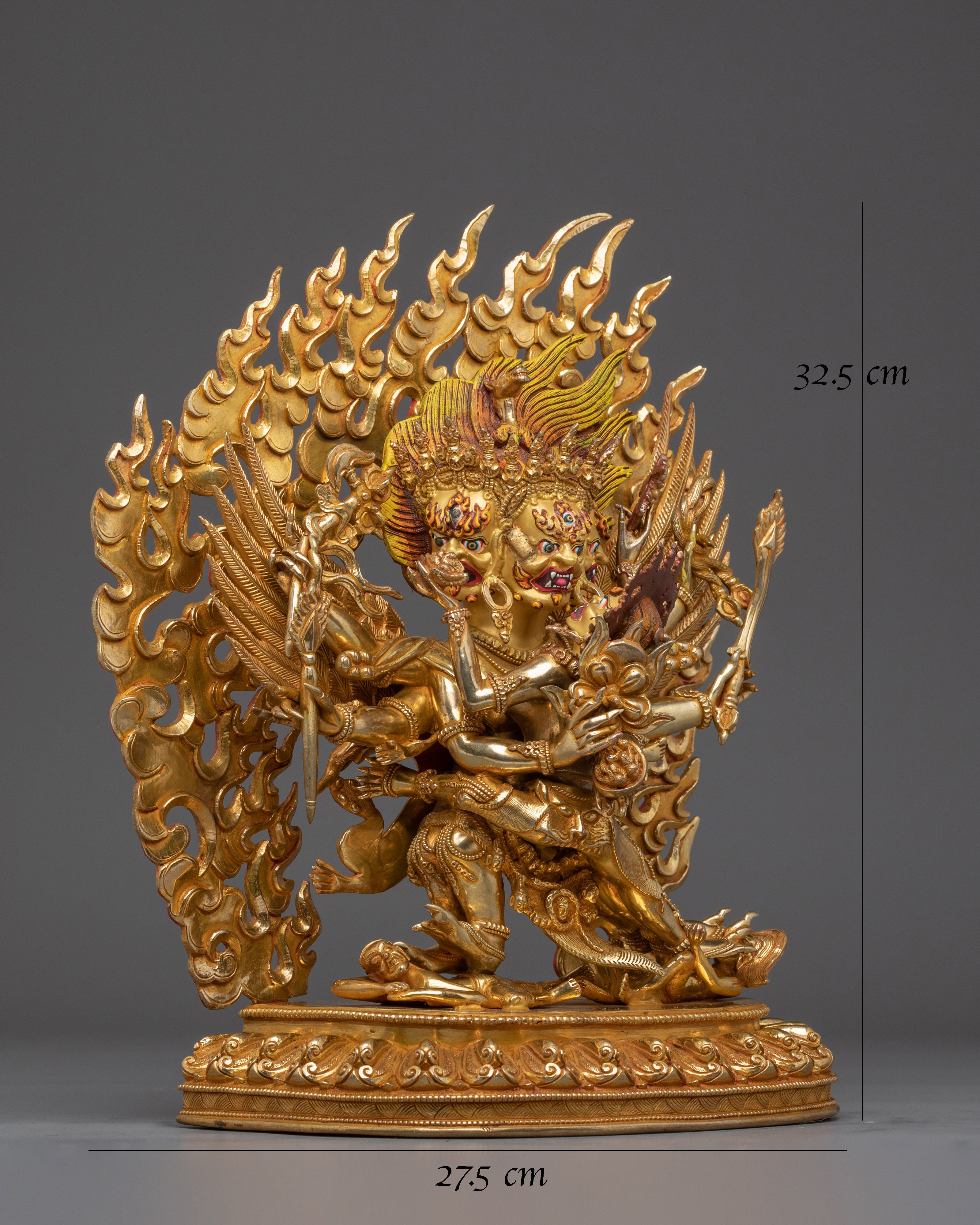 Gold Hayagriva Statue Wrathful Copper Deity