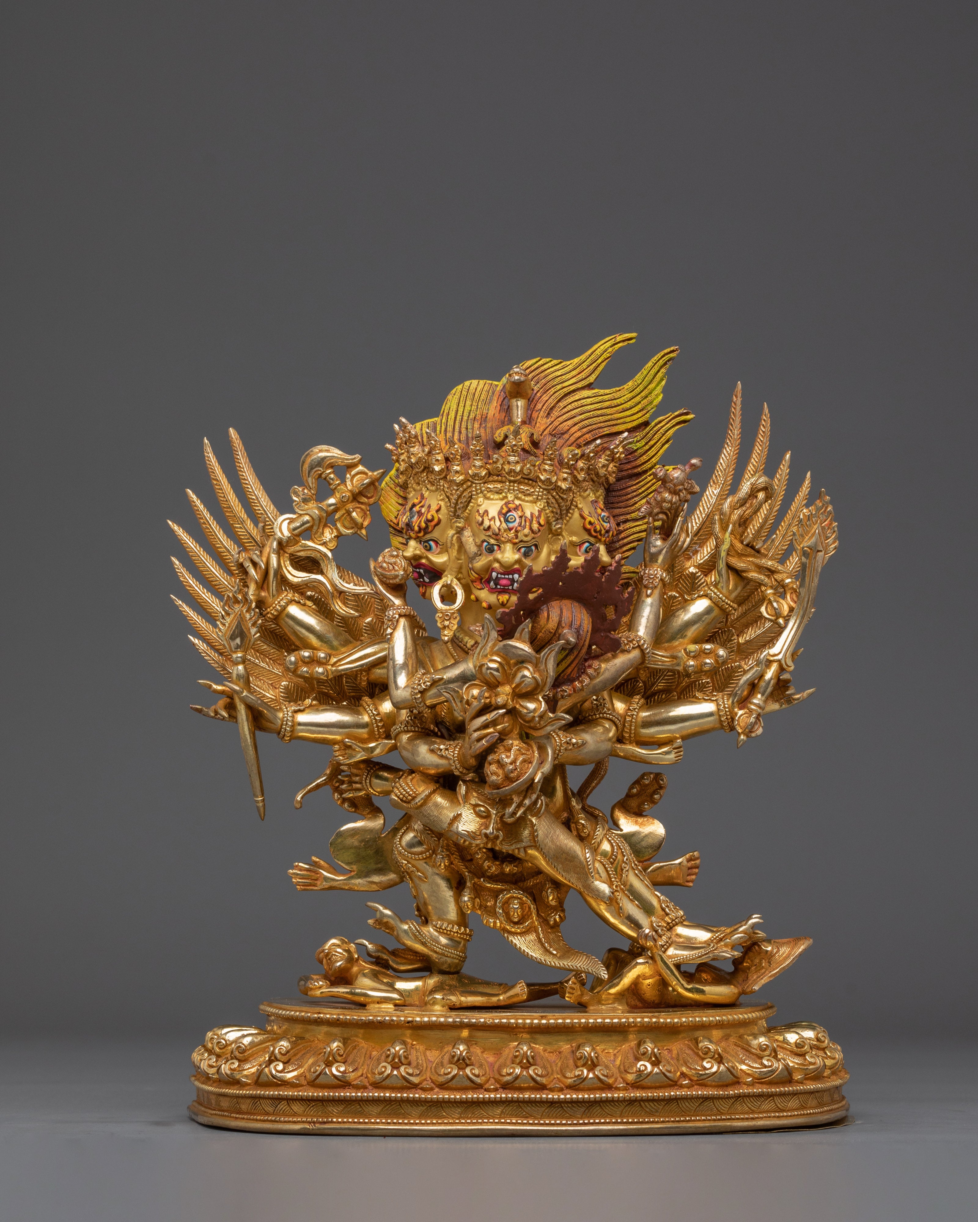 Gold Hayagriva Statue Wrathful Copper Deity | Buddhist Protector for Altar