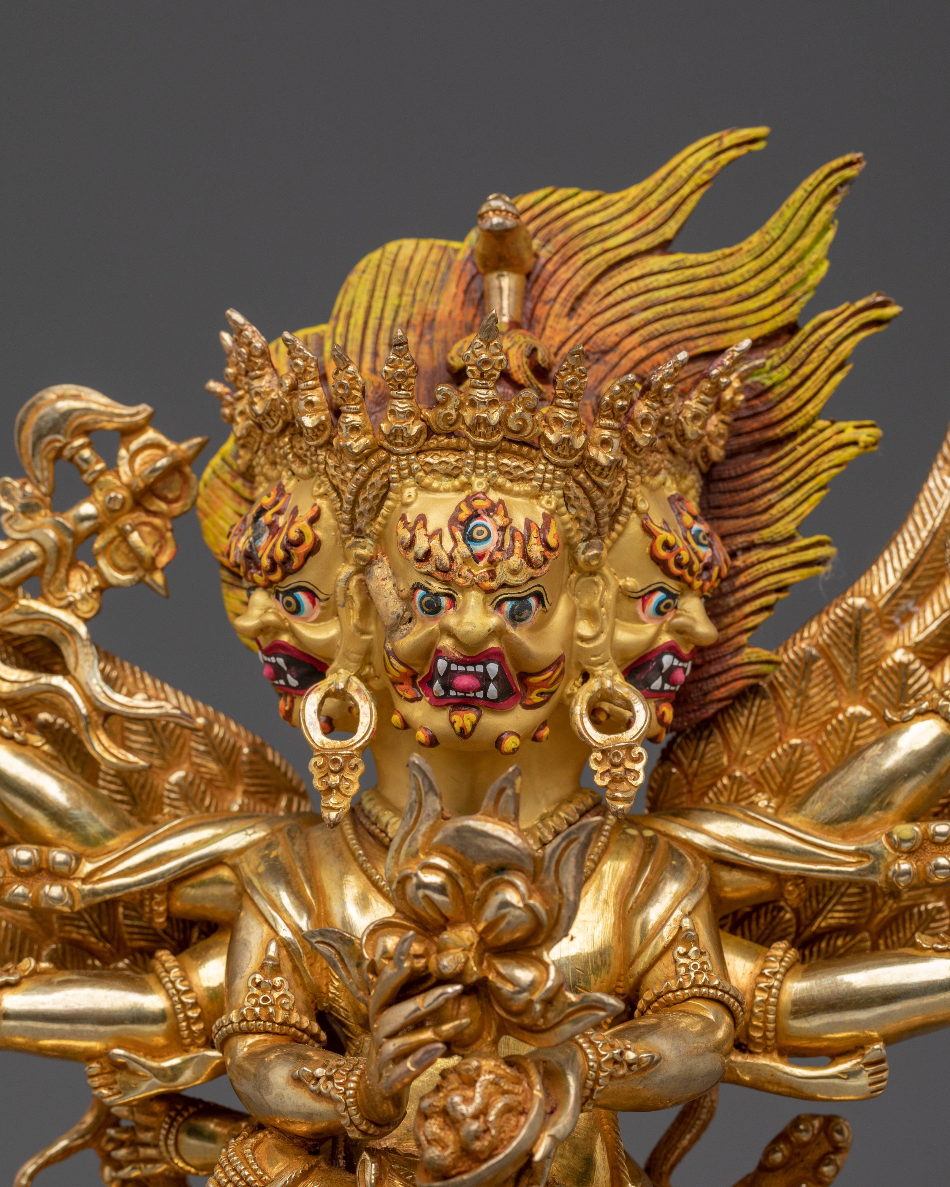 Gold Hayagriva Statue Wrathful Copper Deity | Buddhist Protector for Altar