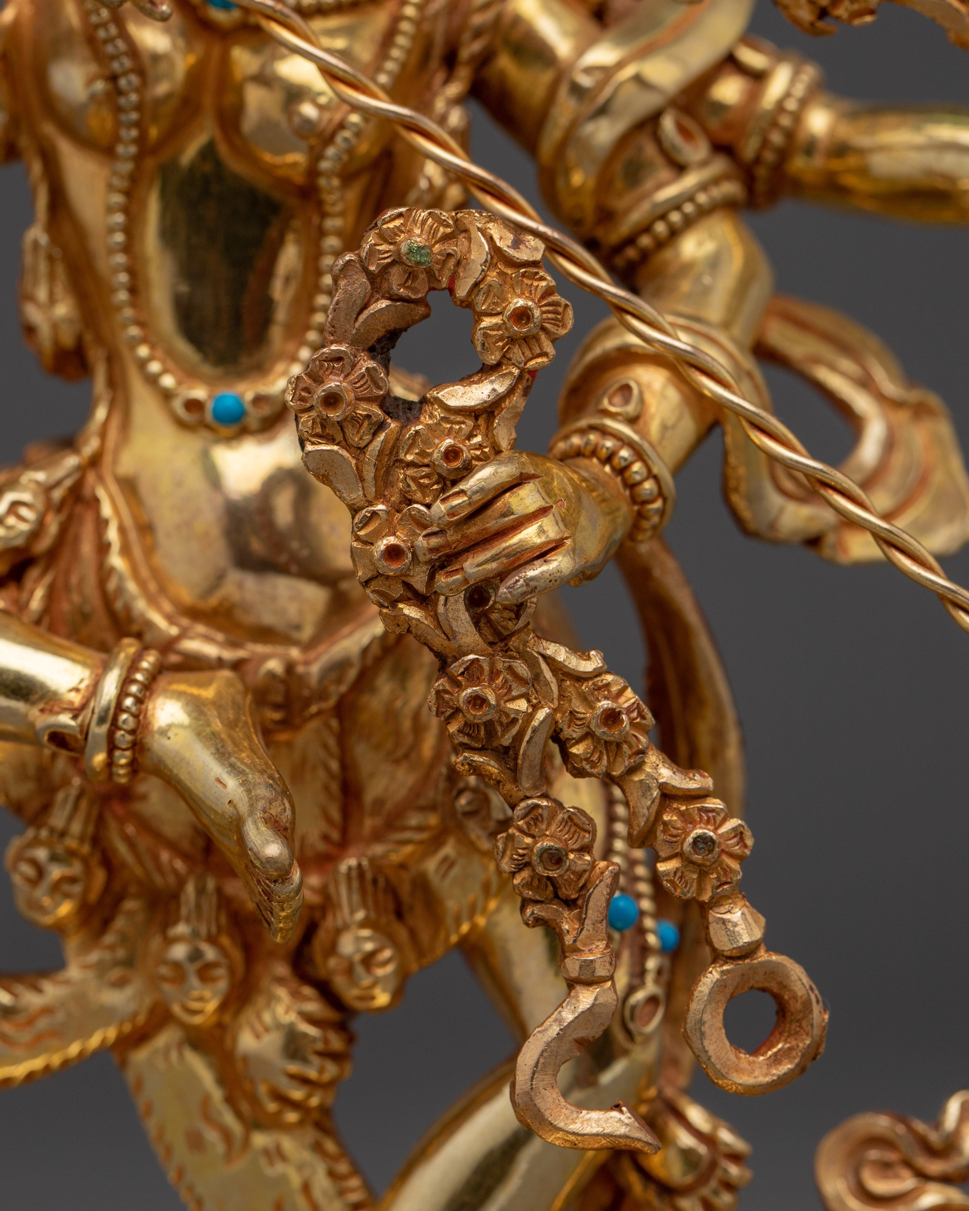 Vajrayana Kurkulla Icon | Gold Gilded Statue for Meditation