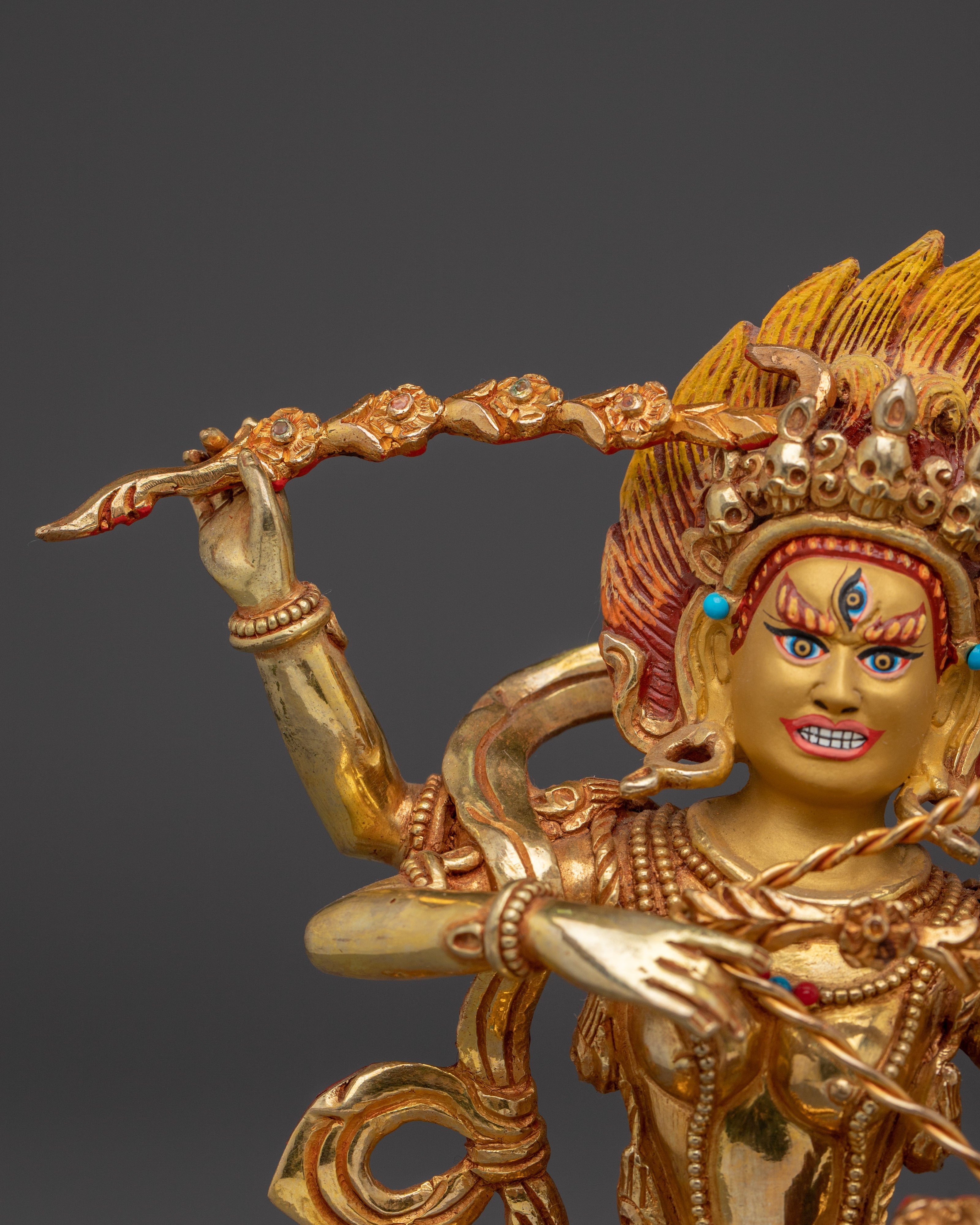 Vajrayana Kurkulla Icon | Gold Gilded Statue for Meditation