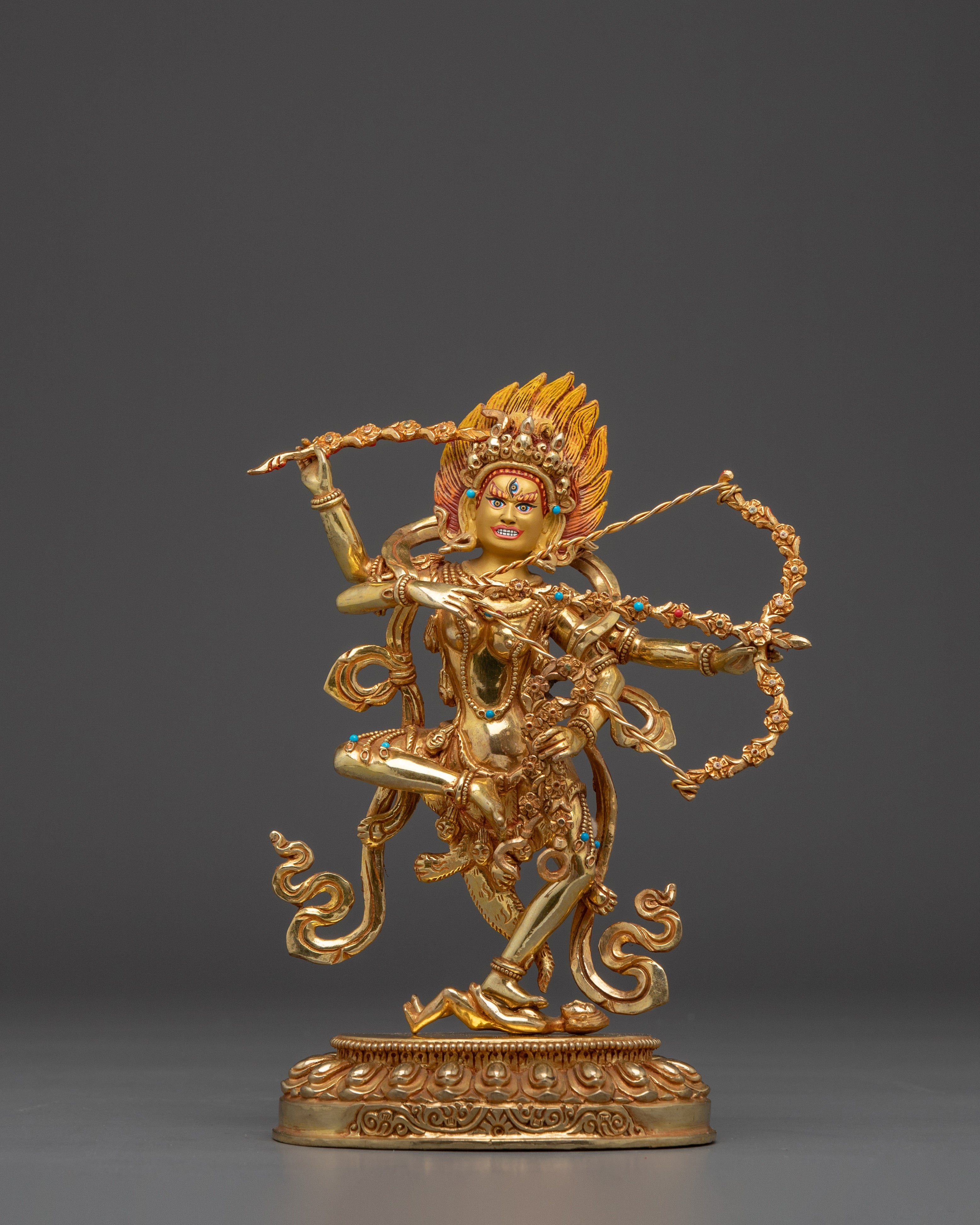 Vajrayana Kurkulla Icon | Gold Gilded Statue for Meditation
