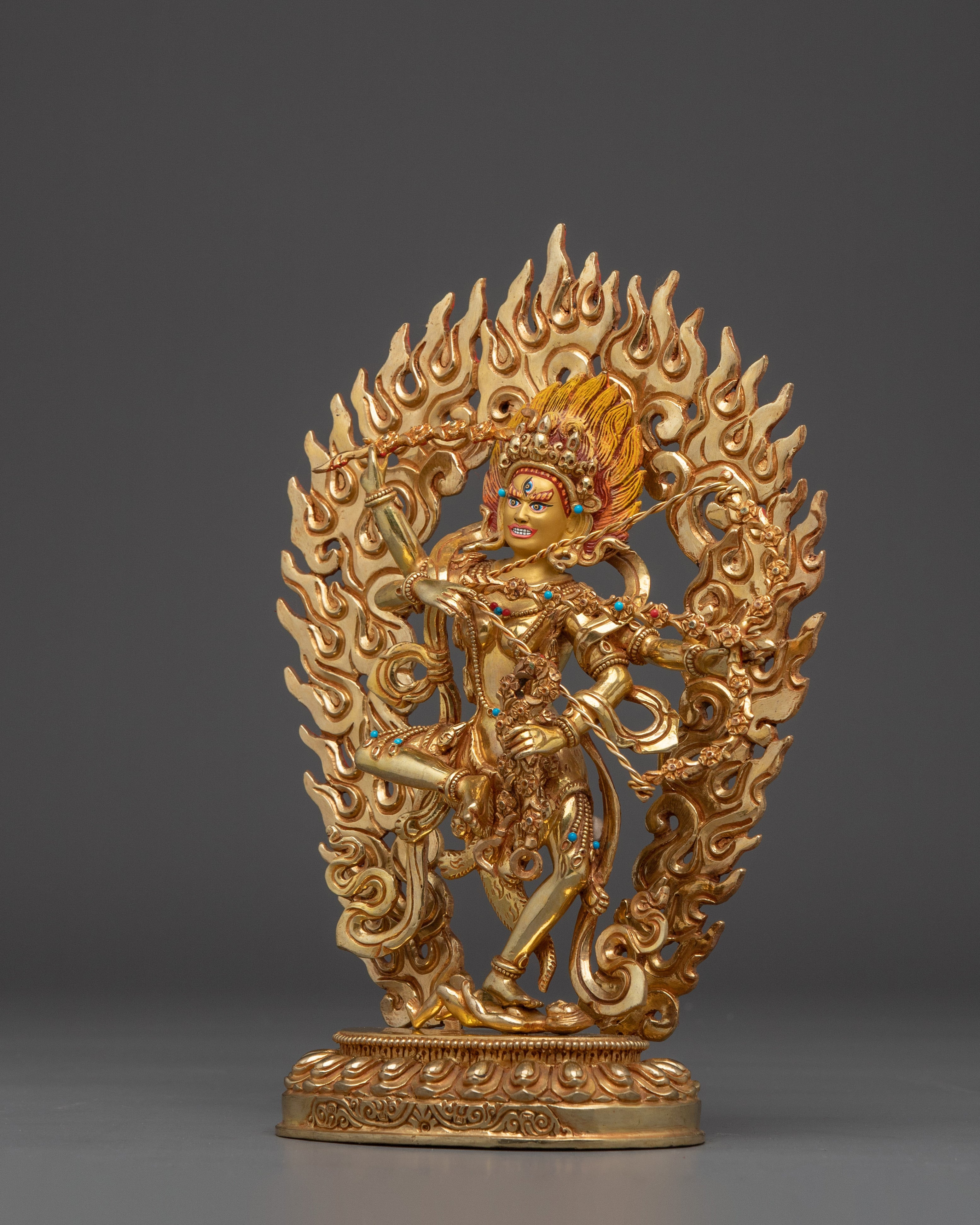 Vajrayana Kurkulla Icon | Gold Gilded Statue for Meditation