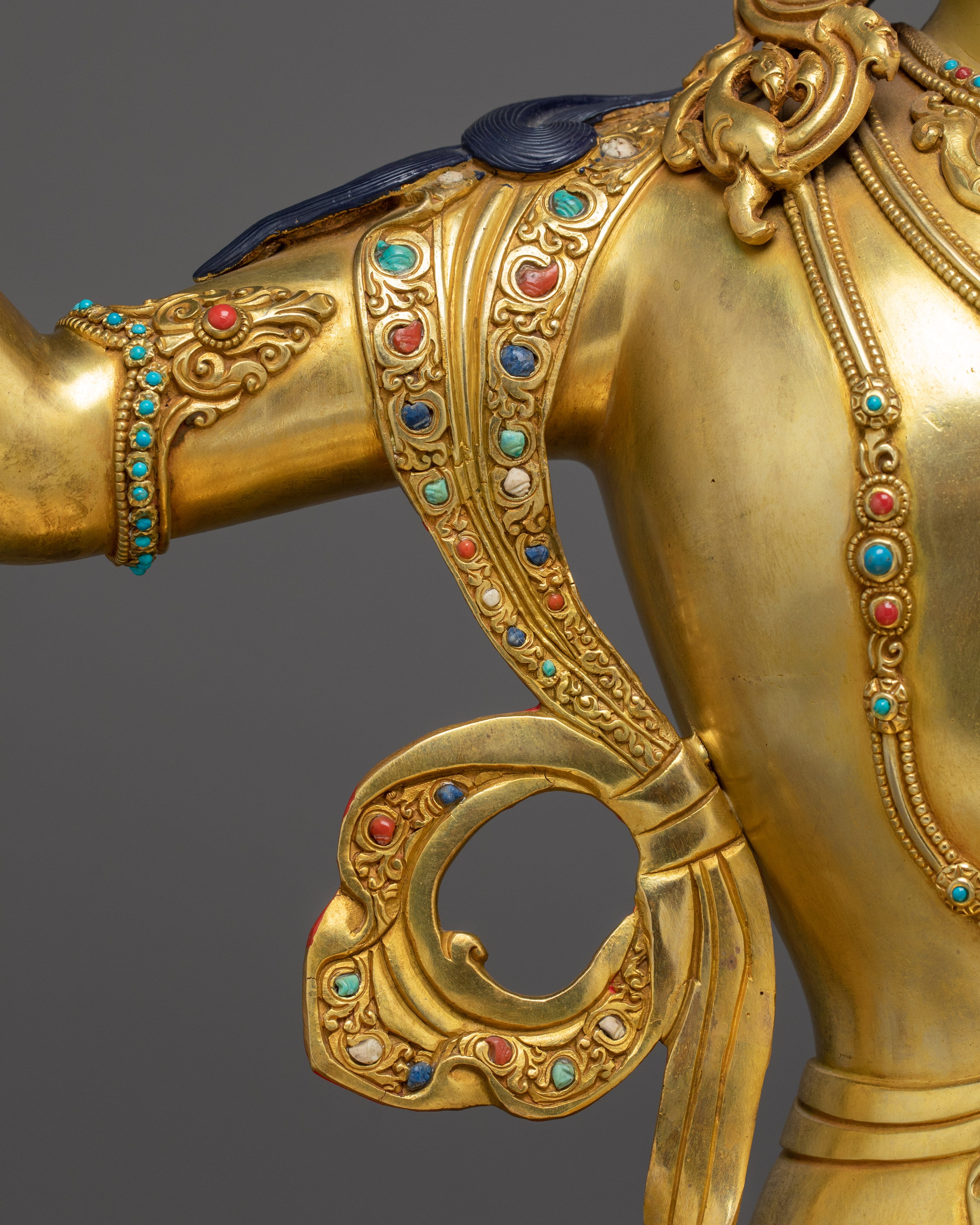 Manjushri, Dharma Sword Holder | Gold Gilded Tibetan Statue