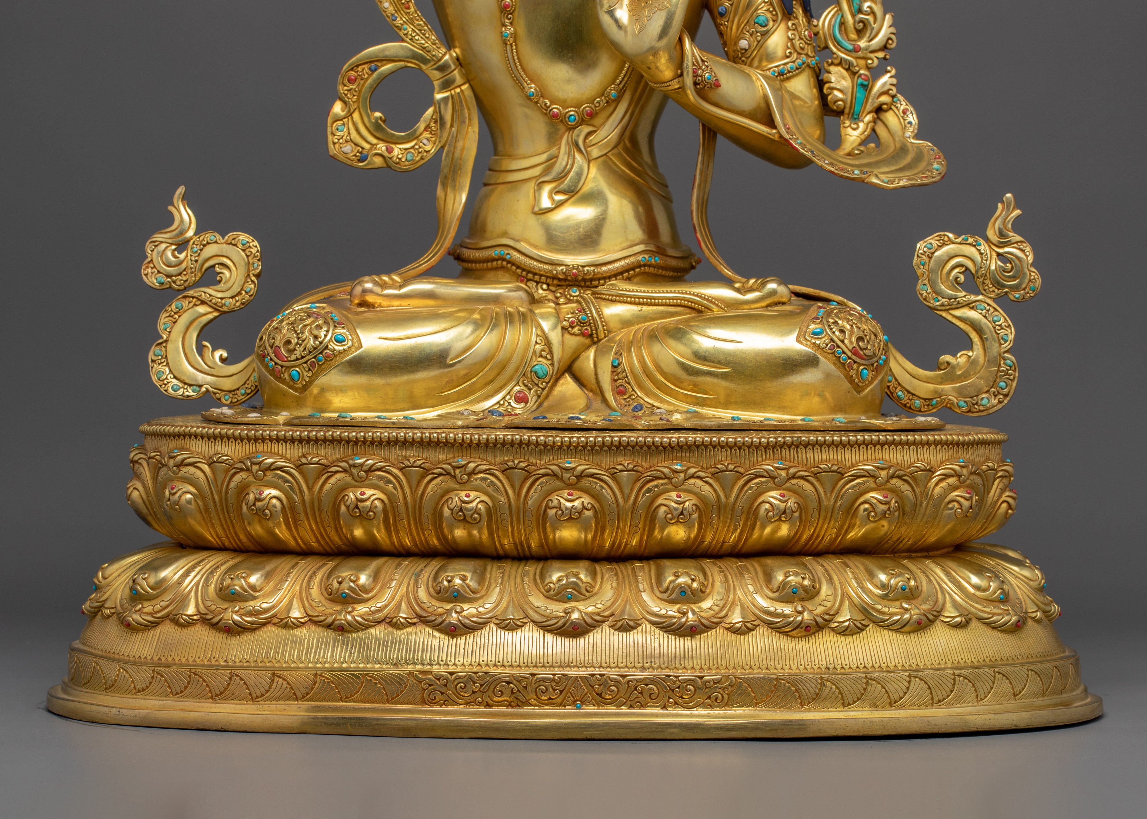 Manjushri, Dharma Sword Holder | Gold Gilded Tibetan Statue