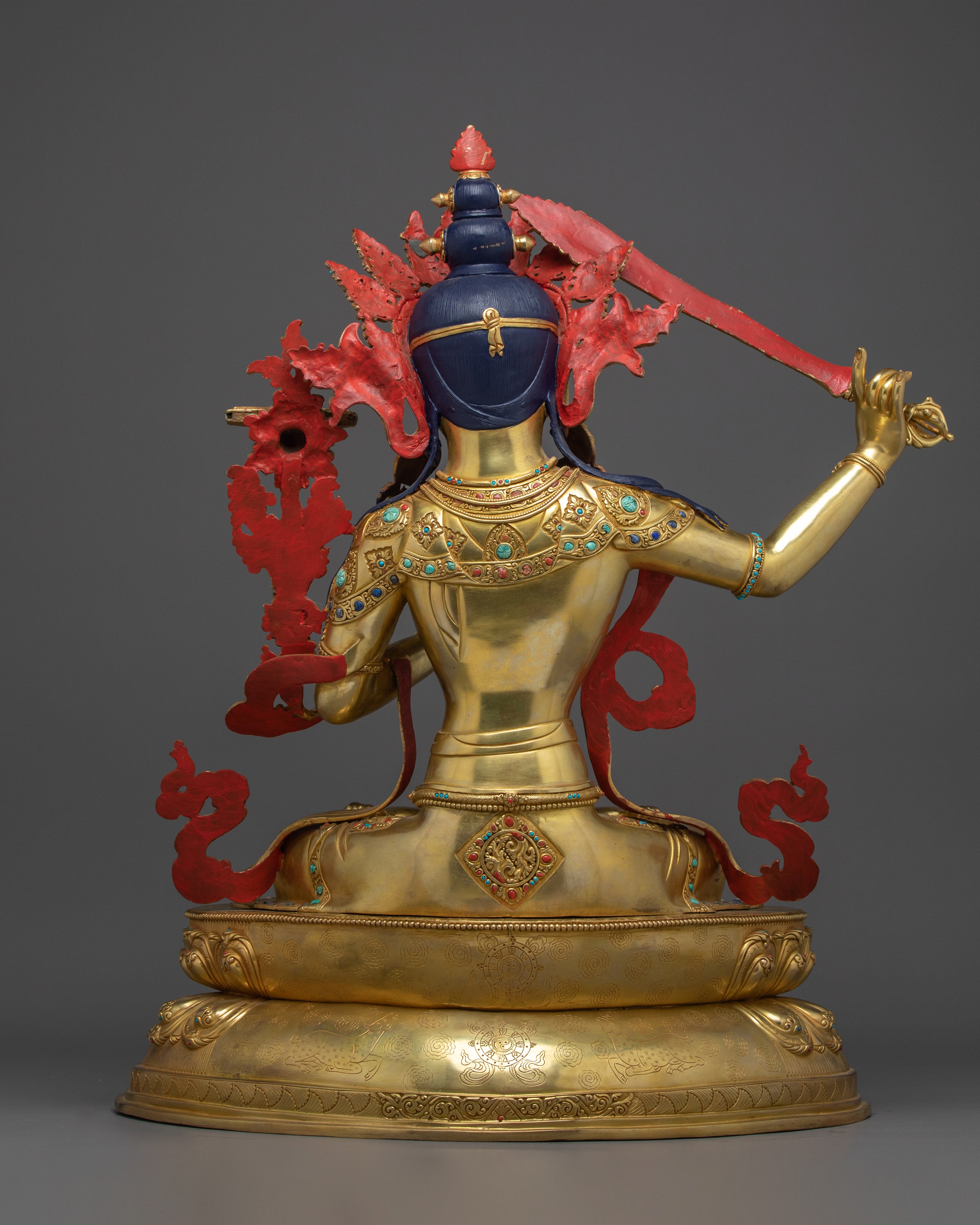 Manjushri, Dharma Sword Holder | Gold Gilded Tibetan Statue