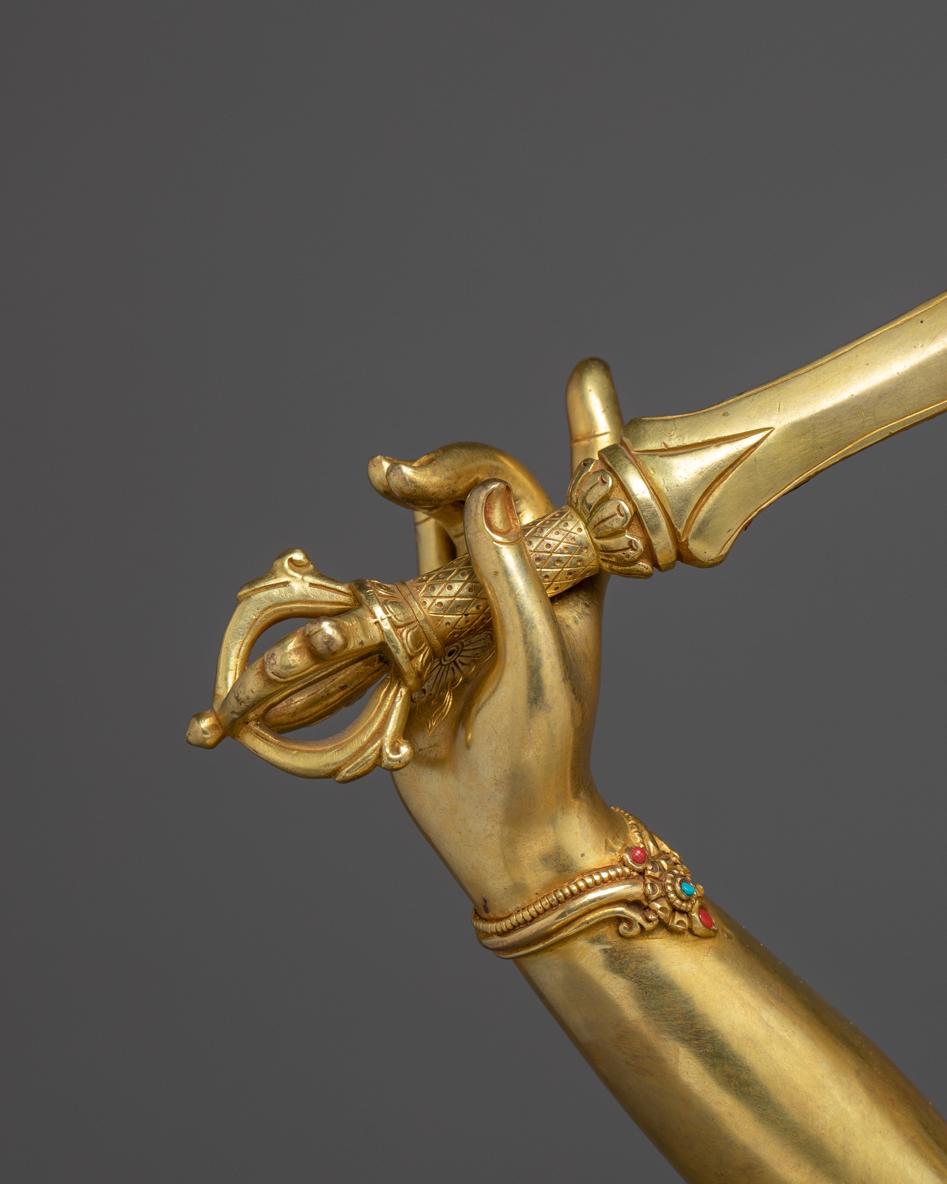 Manjushri, Dharma Sword Holder | Gold Gilded Tibetan Statue