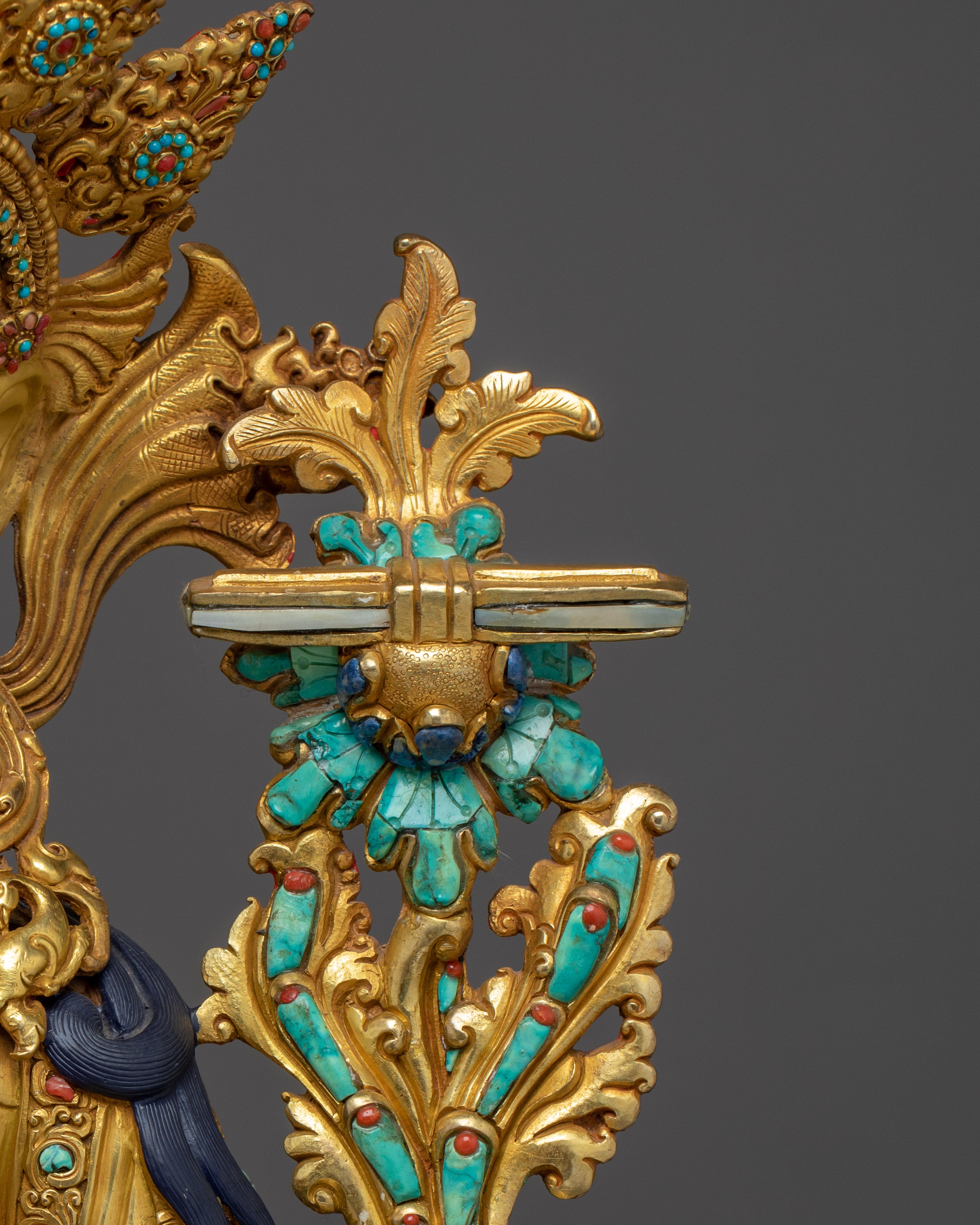 Manjushri, Dharma Sword Holder | Gold Gilded Tibetan Statue