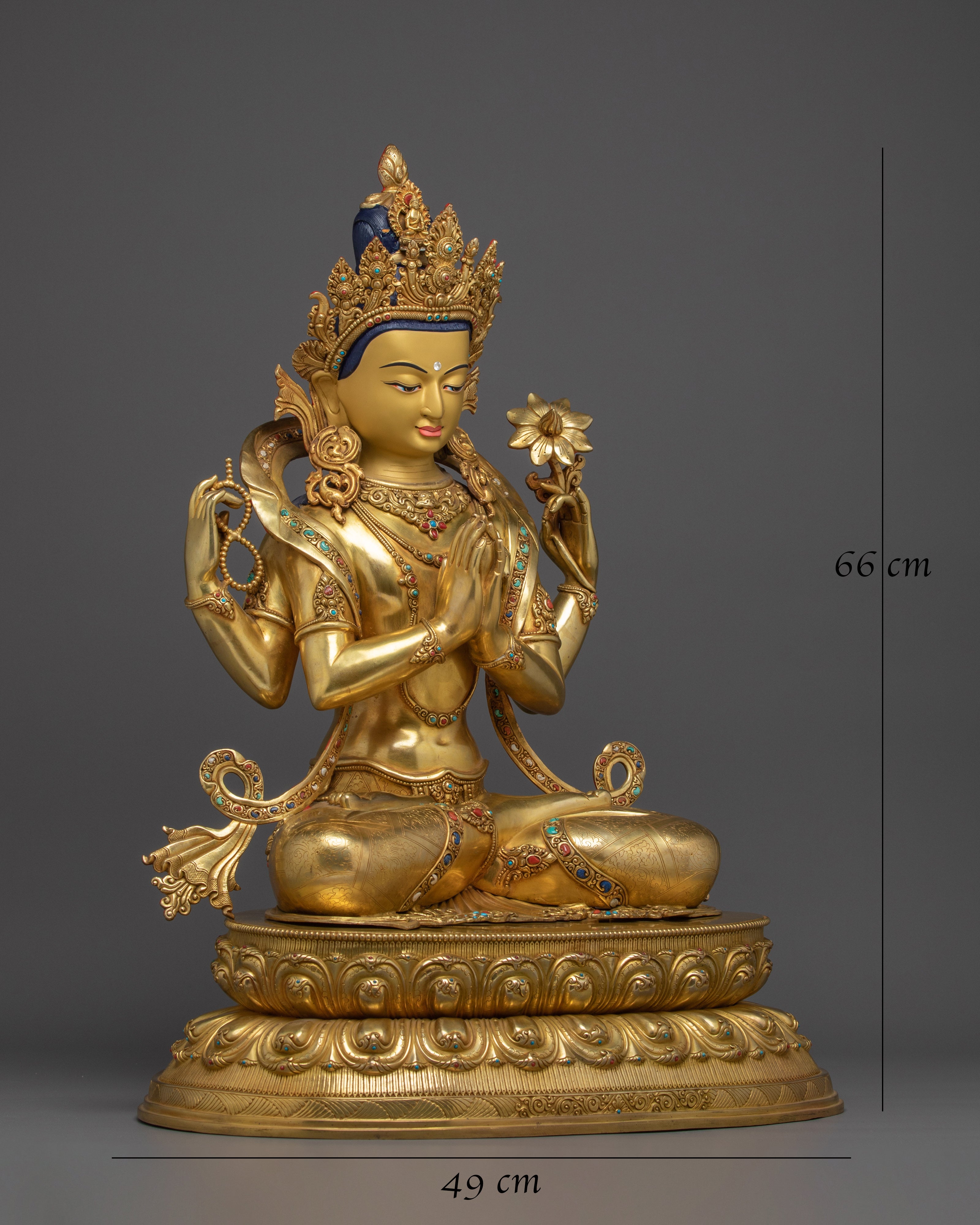 Graceful Chenrezig Sculpture | Handcrafted Nepali Artwork