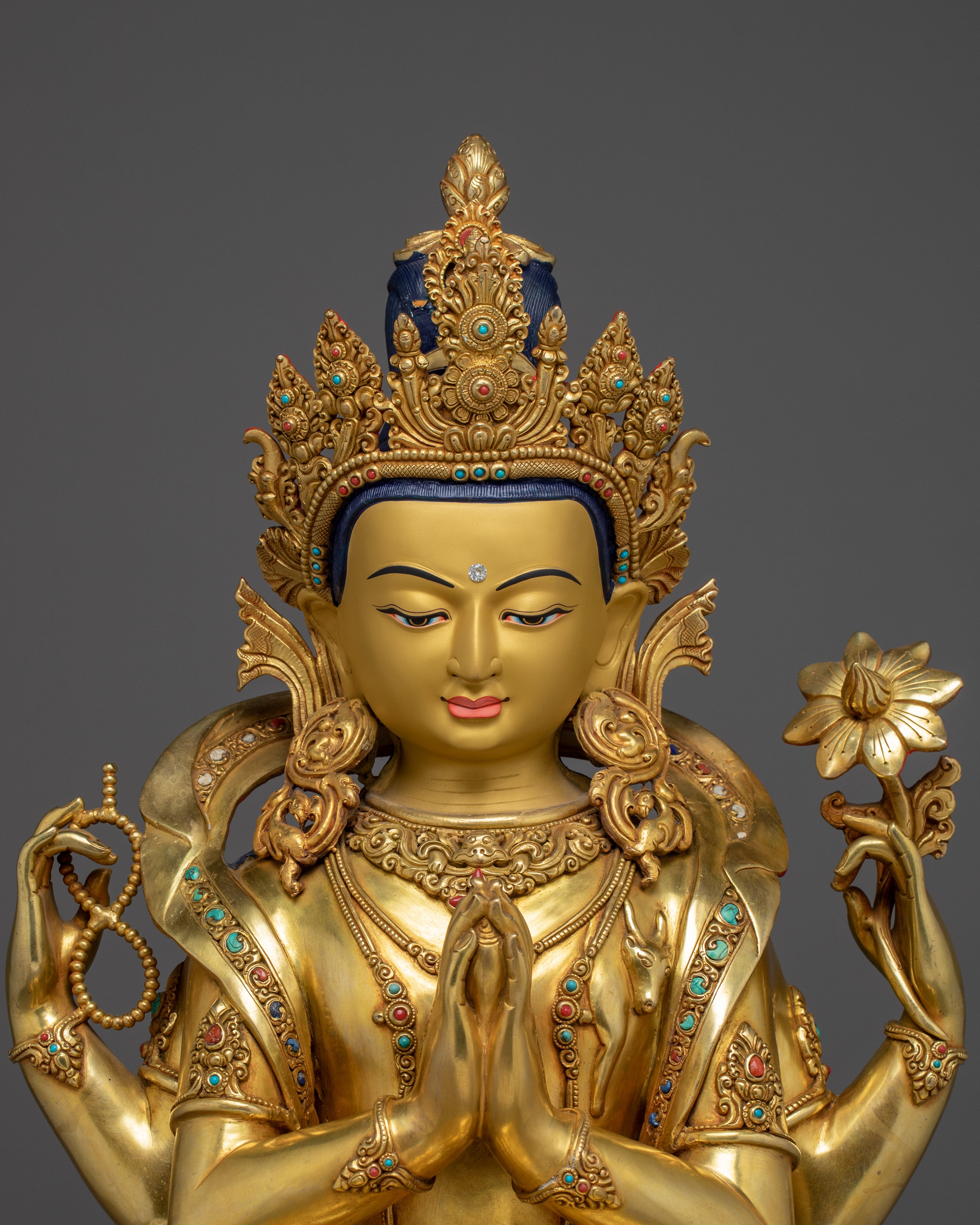 Graceful Chenrezig Sculpture | Handcrafted Nepali Artwork
