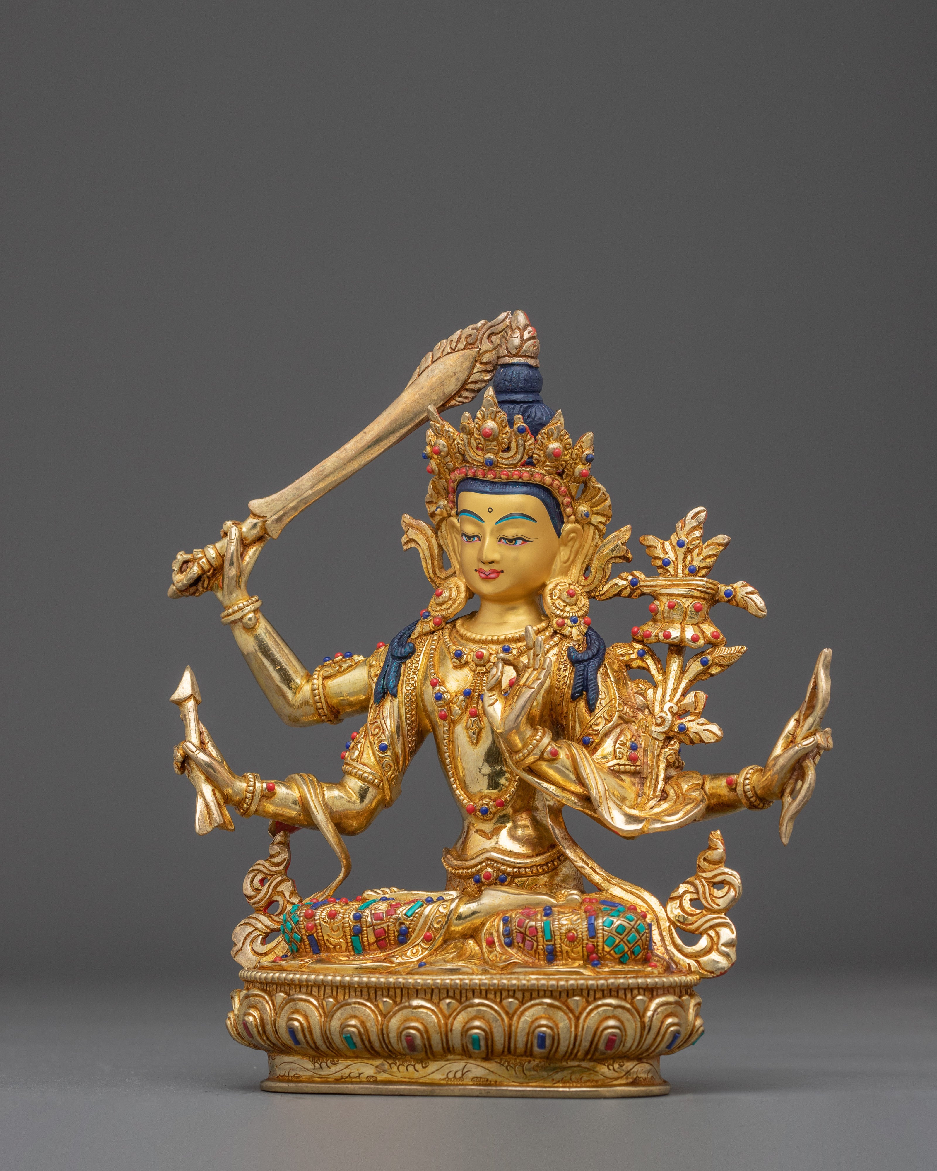 Sacred Set of Manjushri Statues for Wisdom, Knowledge, and Compassion