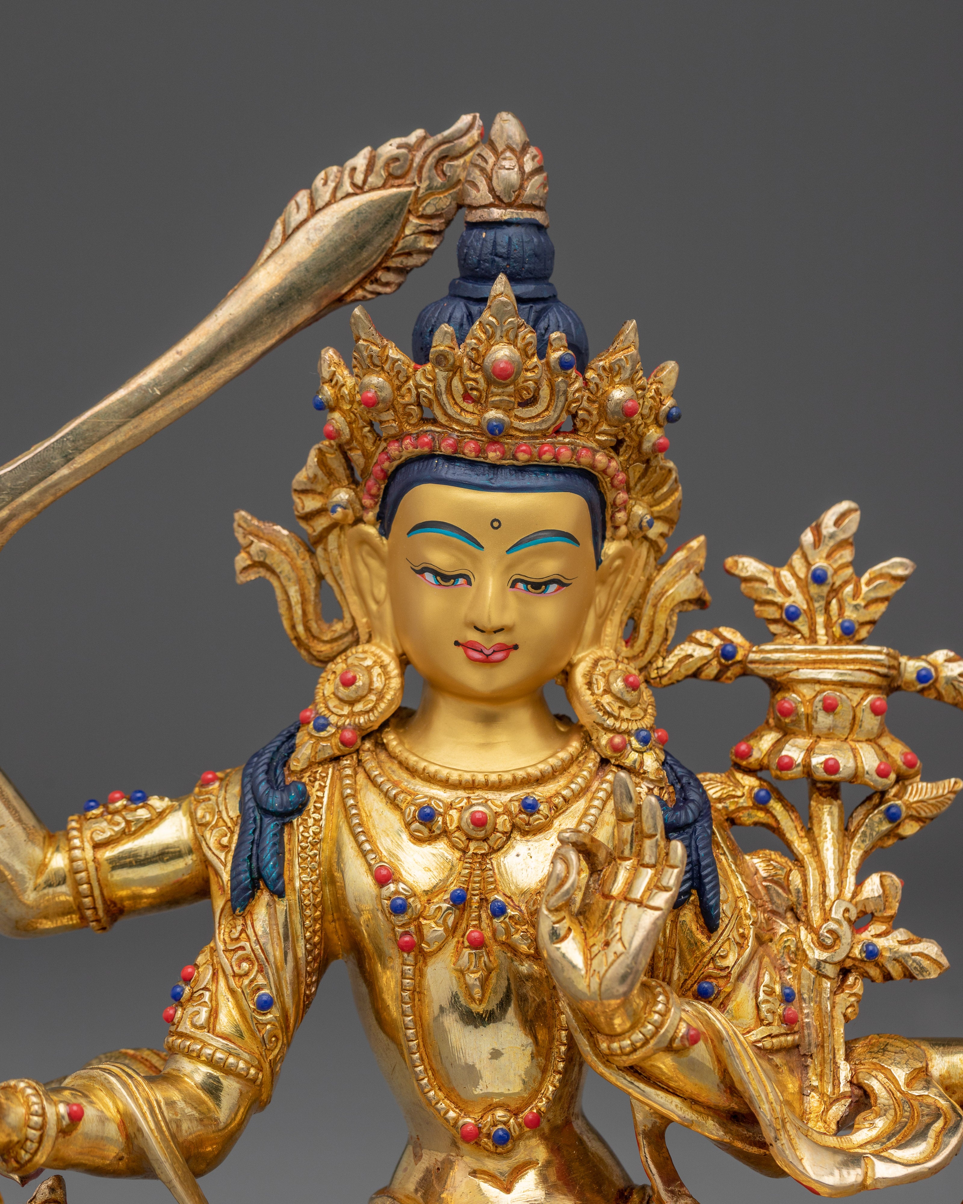 Vajrayana Maha Manjushri | Gold Gilded Figure