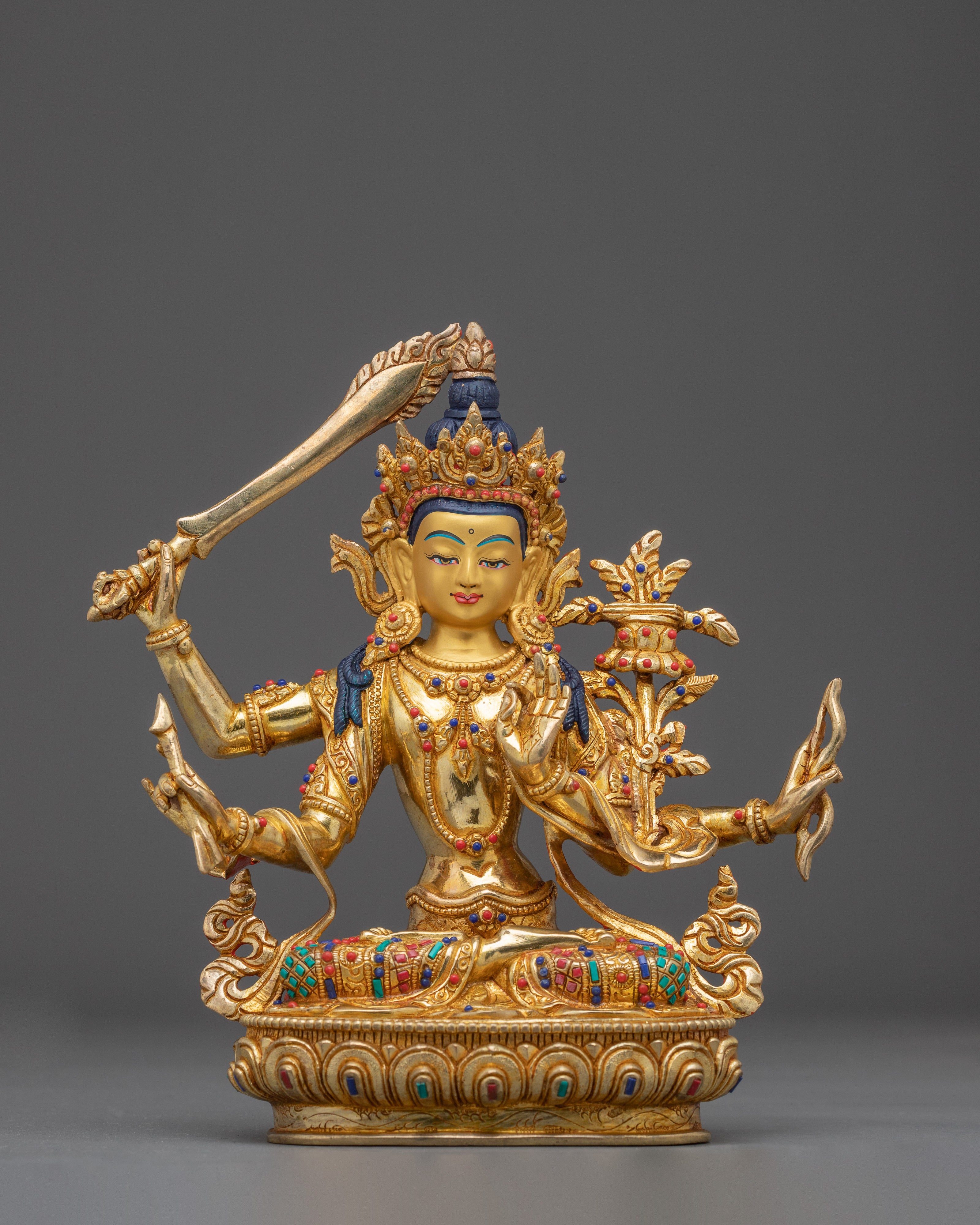 Sacred Set of Manjushri Statues for Wisdom, Knowledge, and Compassion