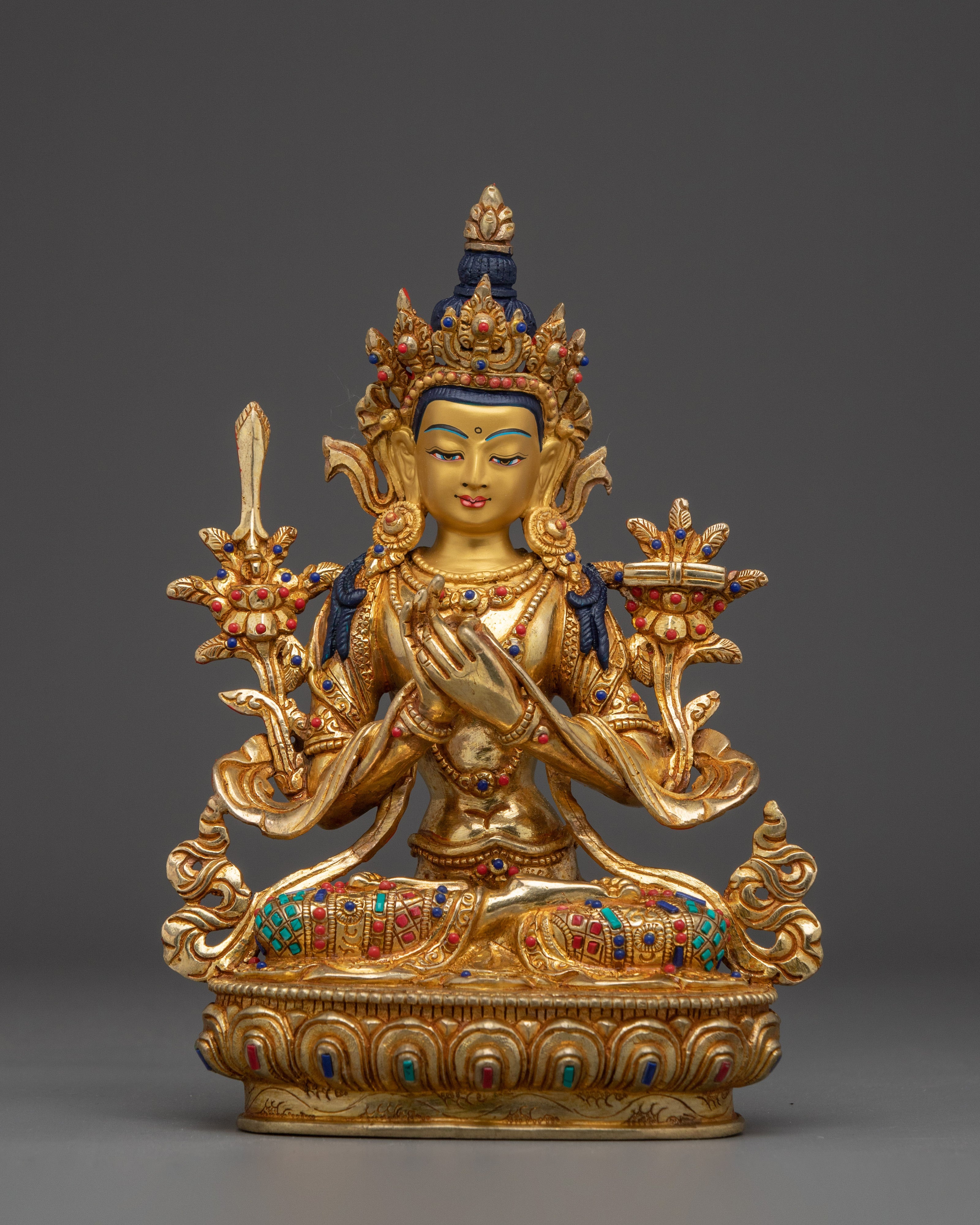 Sacred Set of Manjushri Statues for Wisdom, Knowledge, and Compassion