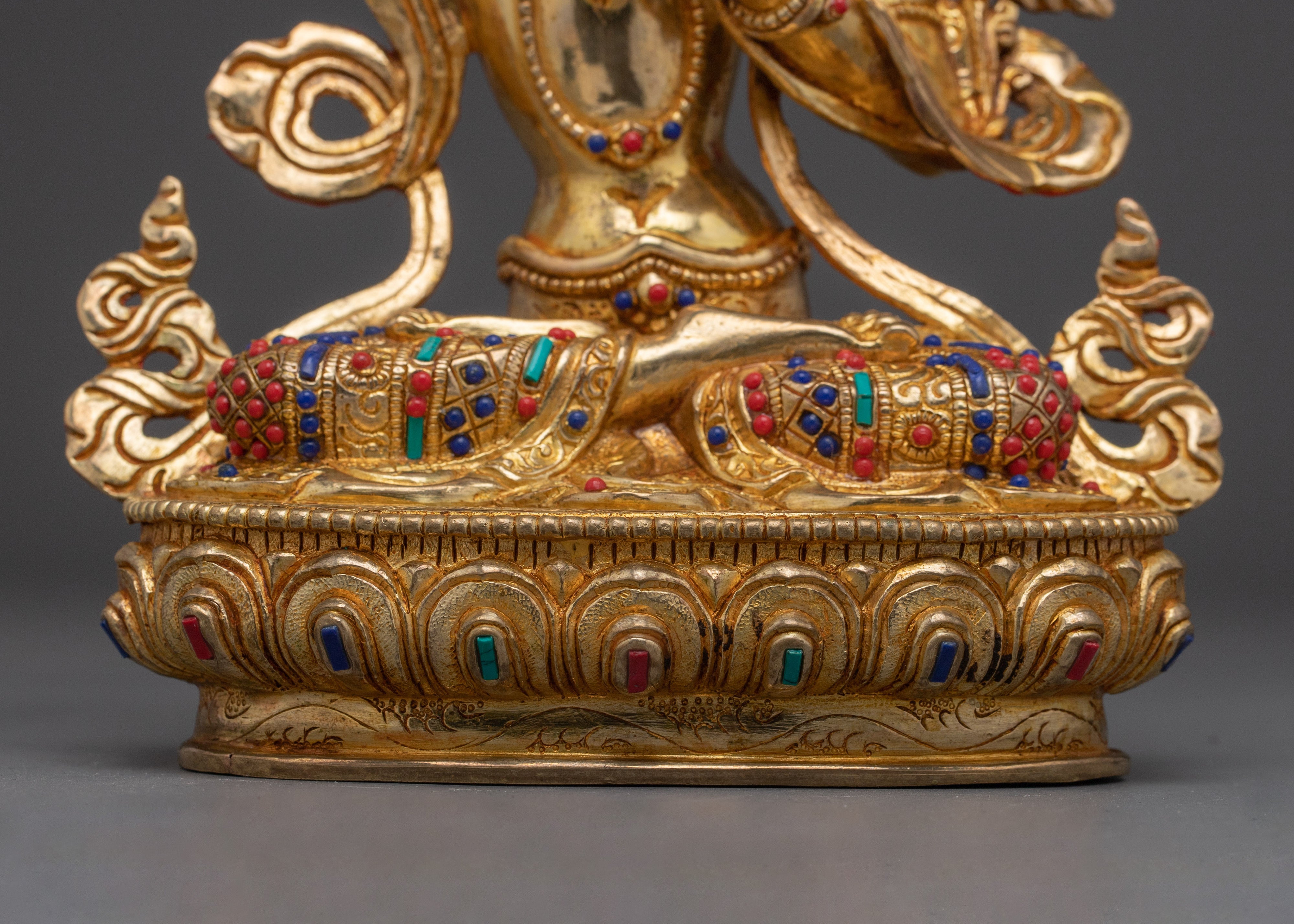 Manjushri, Flame of Wisdom | Gold Gilded Tibetan Icon