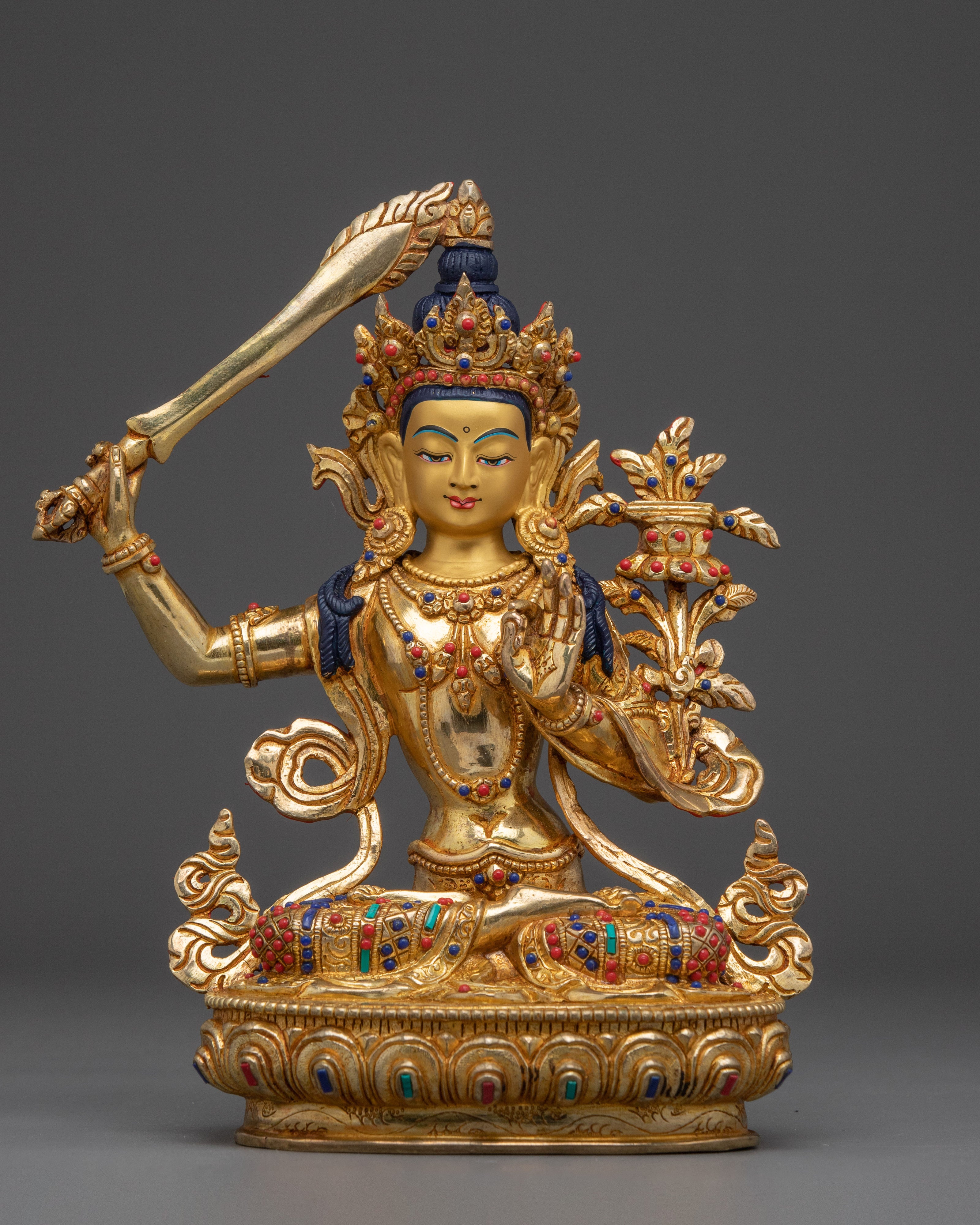 Sacred Set of Manjushri Statues for Wisdom, Knowledge, and Compassion