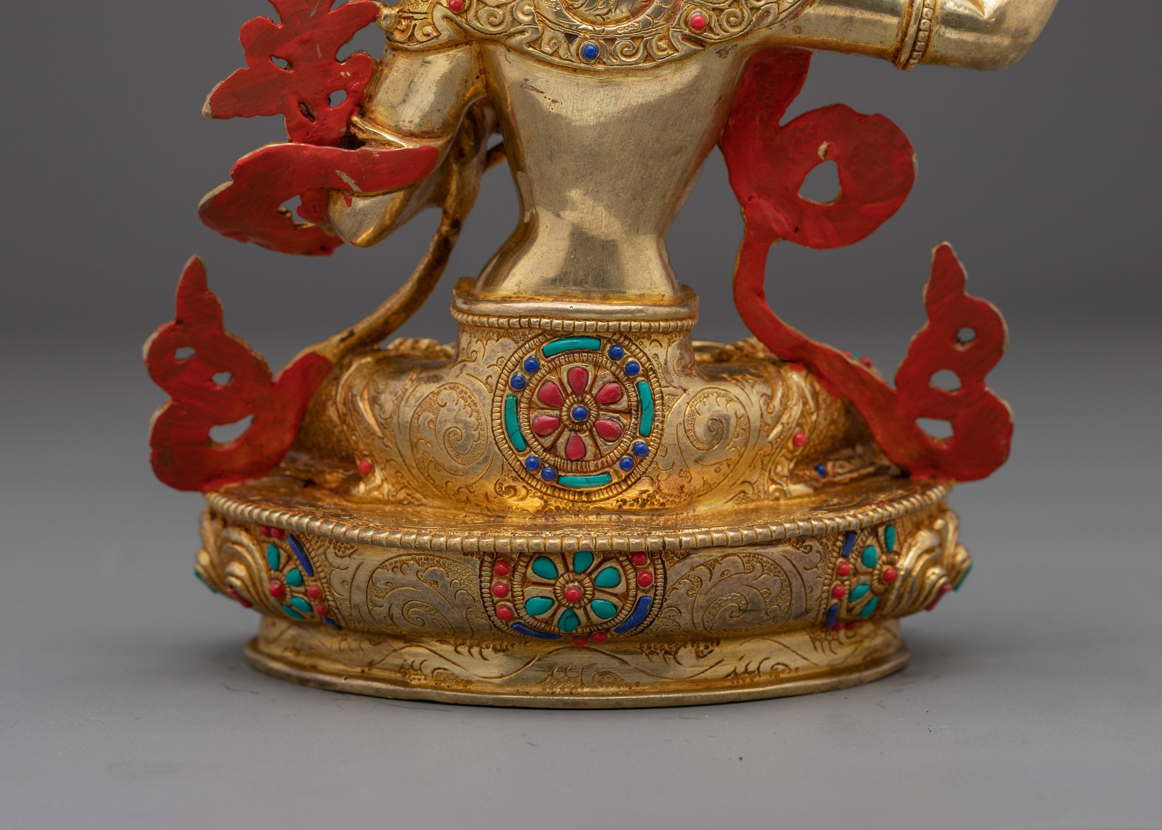 Manjushri, Guardian of Wisdom and Dharma | Gold Gilded Tibetan Icon