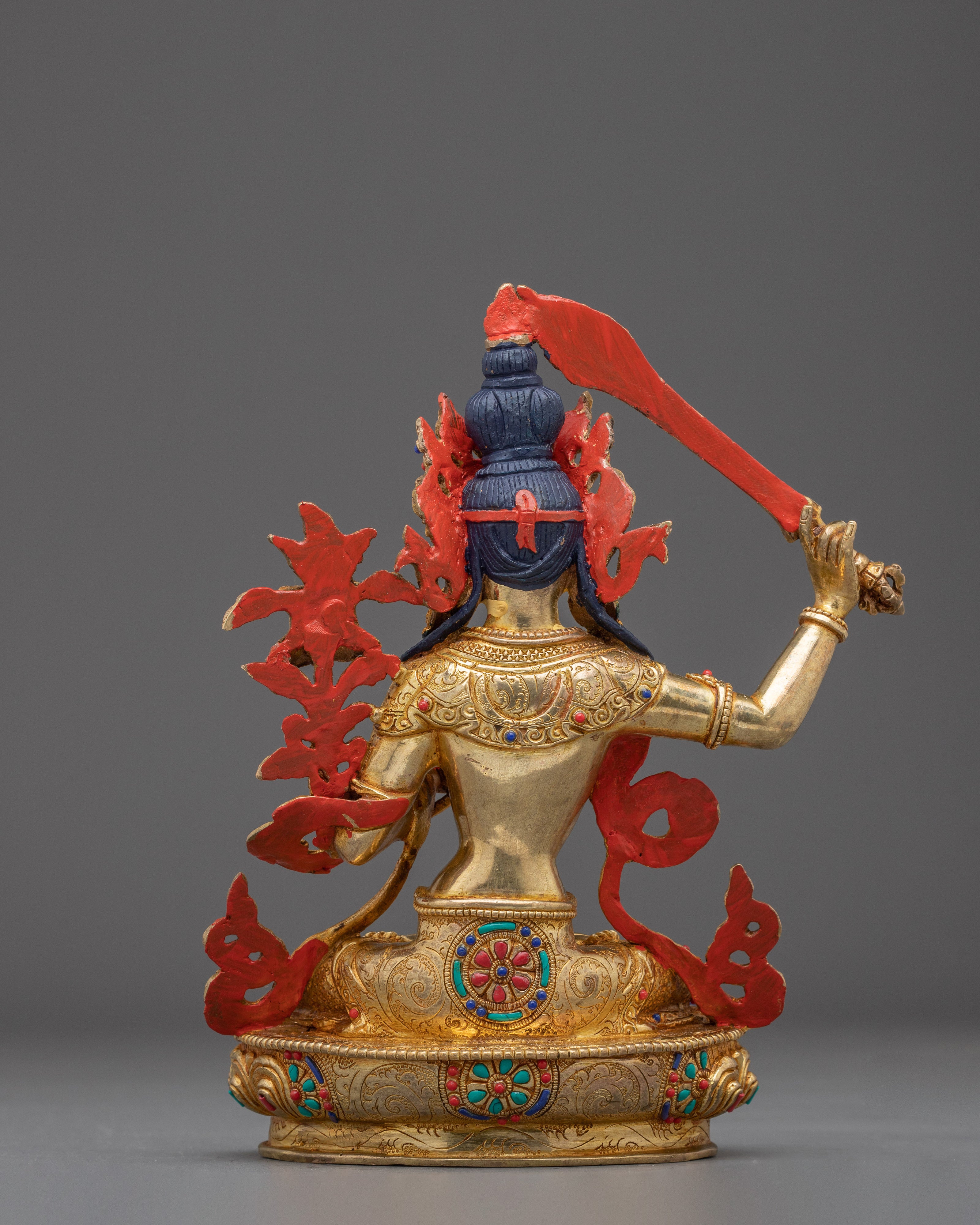 Manjushri, Guardian of Wisdom and Dharma | Gold Gilded Tibetan Icon