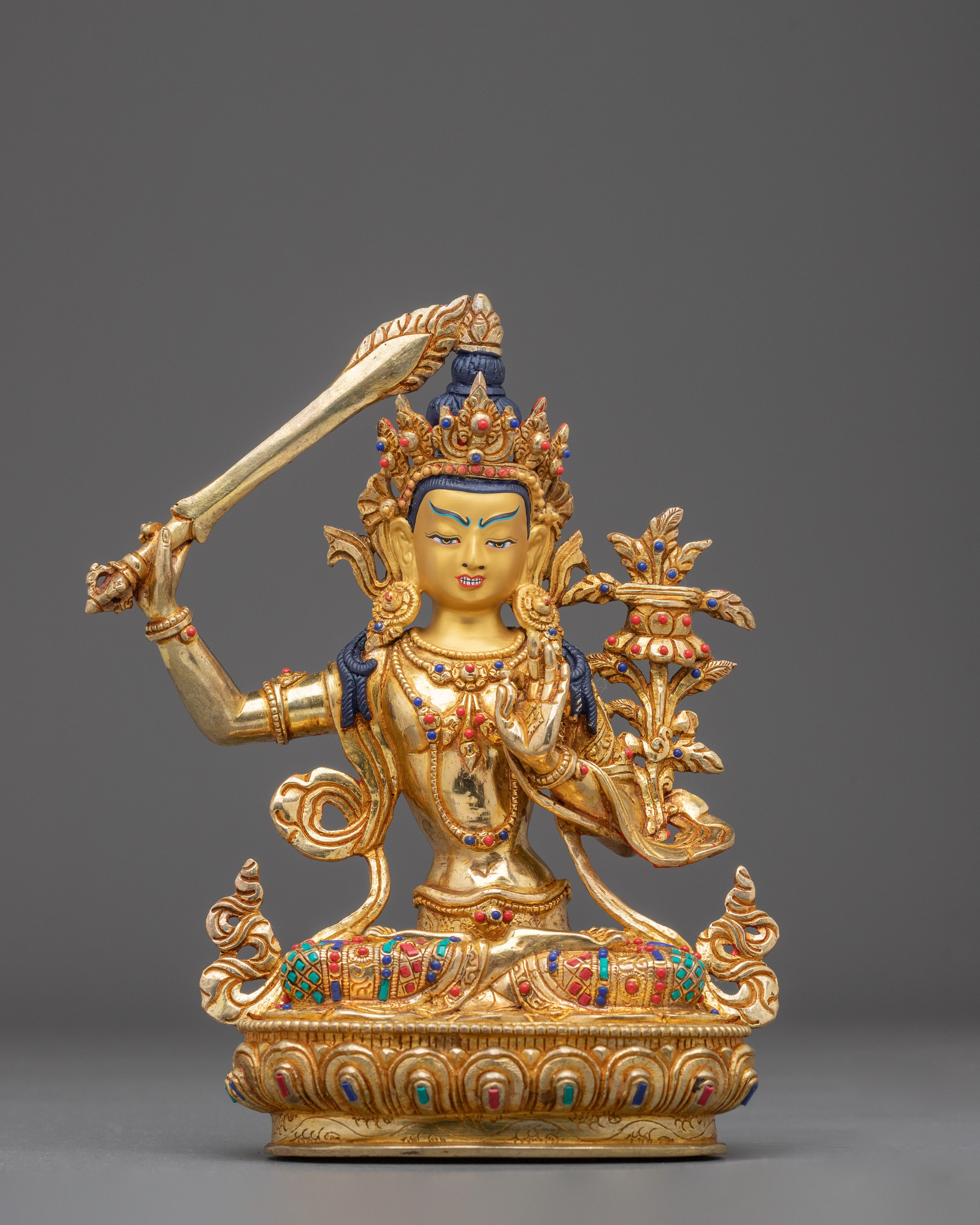 Sacred Set of Manjushri Statues for Wisdom, Knowledge, and Compassion