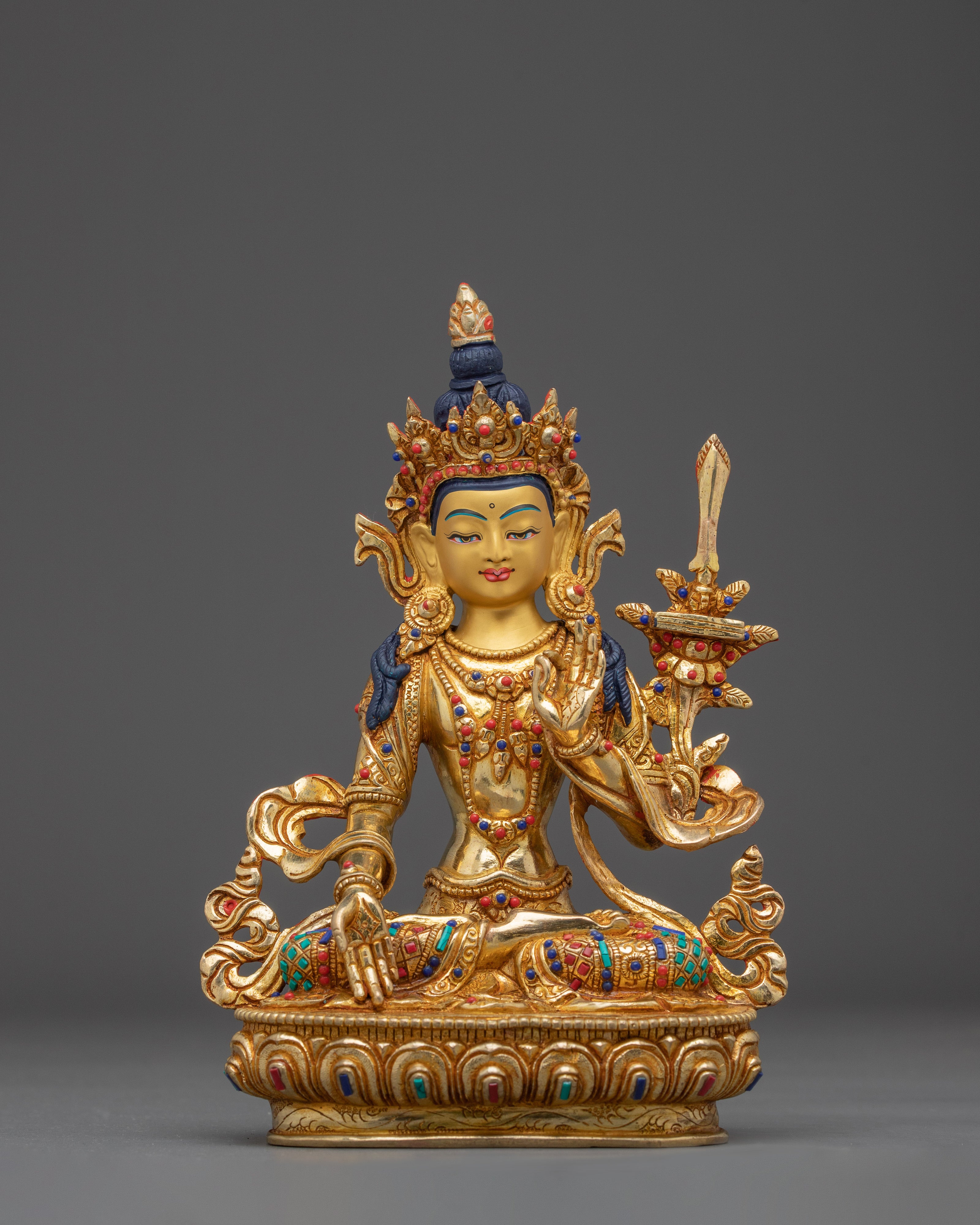 Sacred Set of Manjushri Statues for Wisdom, Knowledge, and Compassion